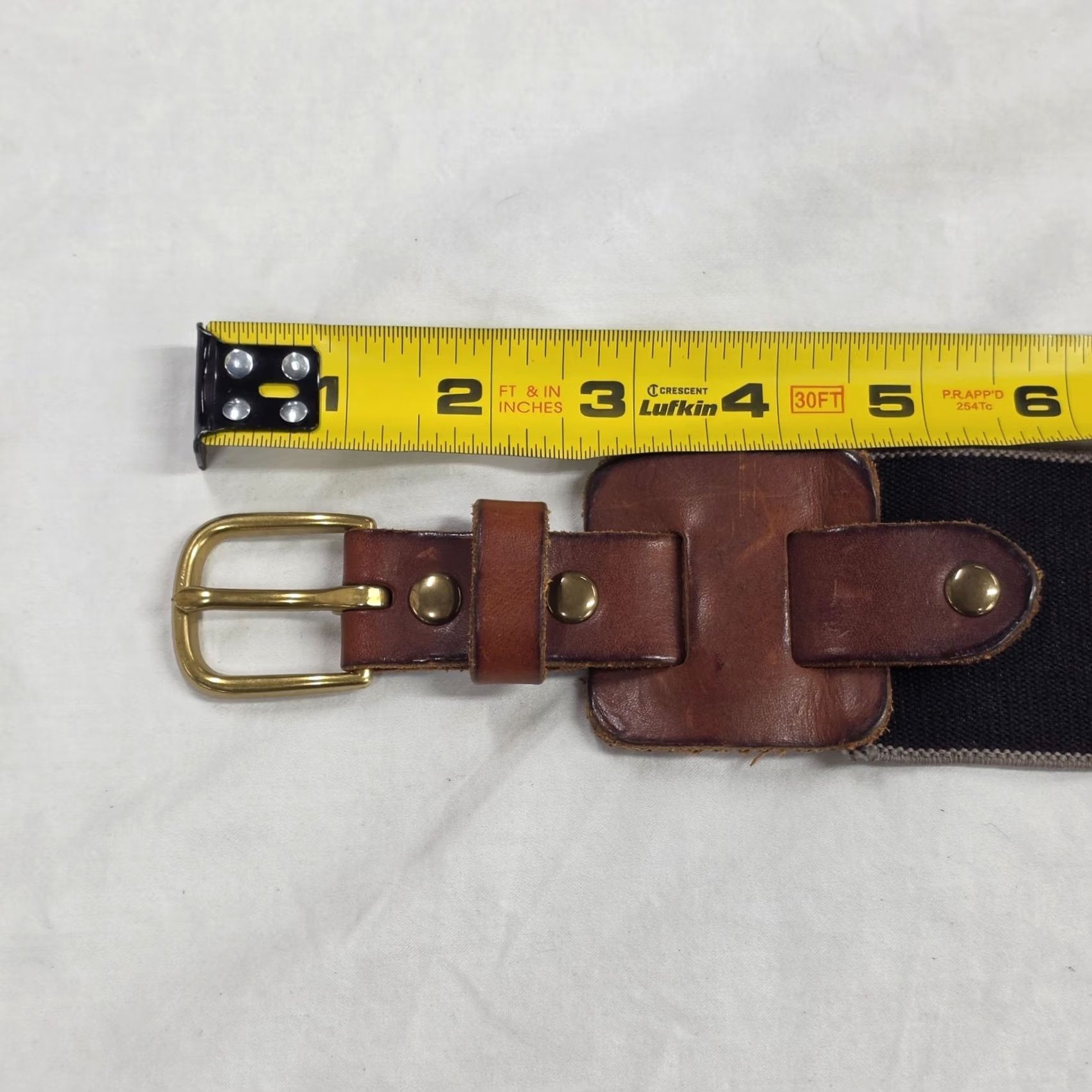 Vintage 1937 Accessories Leather and Elastic Belt Womens XS/S Brown Tan Brass Buckle USA Belt Accessories XS/S Brown Tan Brass Buckle USA Size ONE SIZE - 6 Thumbnail