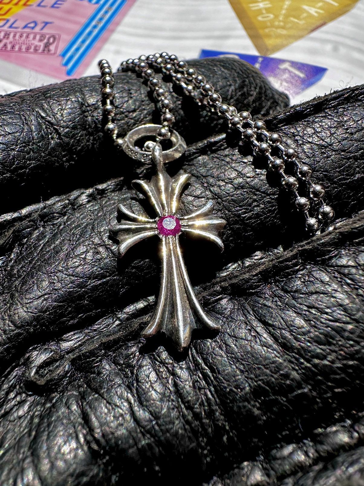 Chrome Hearts 🍇RARE🍇Chrome Hearts Ruby Tiny Cross Pendant
