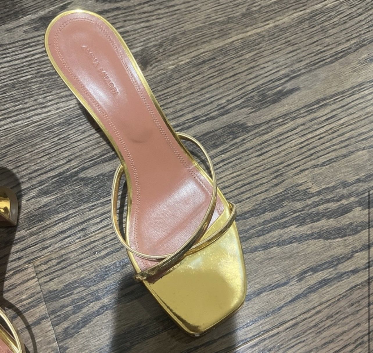 Amina Muaddi Amina Muaddi Gold Henson Mule Size US 12 / IT 42 - 3 Thumbnail