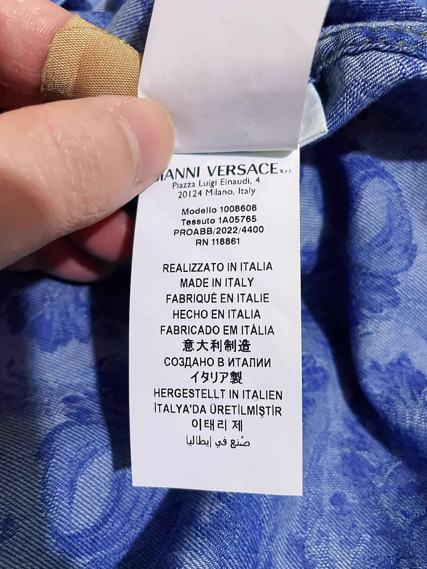 Versace Versace Runway Limited Baroque Blue Gold Denim Shirt 48 (M) Size US M / EU 48-50 / 2 - 8 Thumbnail