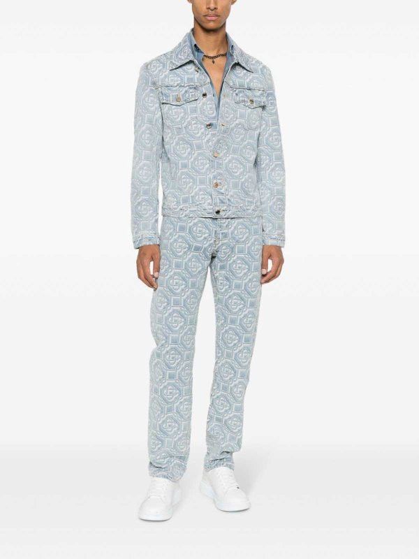 Casablanca o1mle0326 Straight Leg Jeans Bleached Classic Monogram Blue Size US 30 / EU 46 - 2 Thumbnail