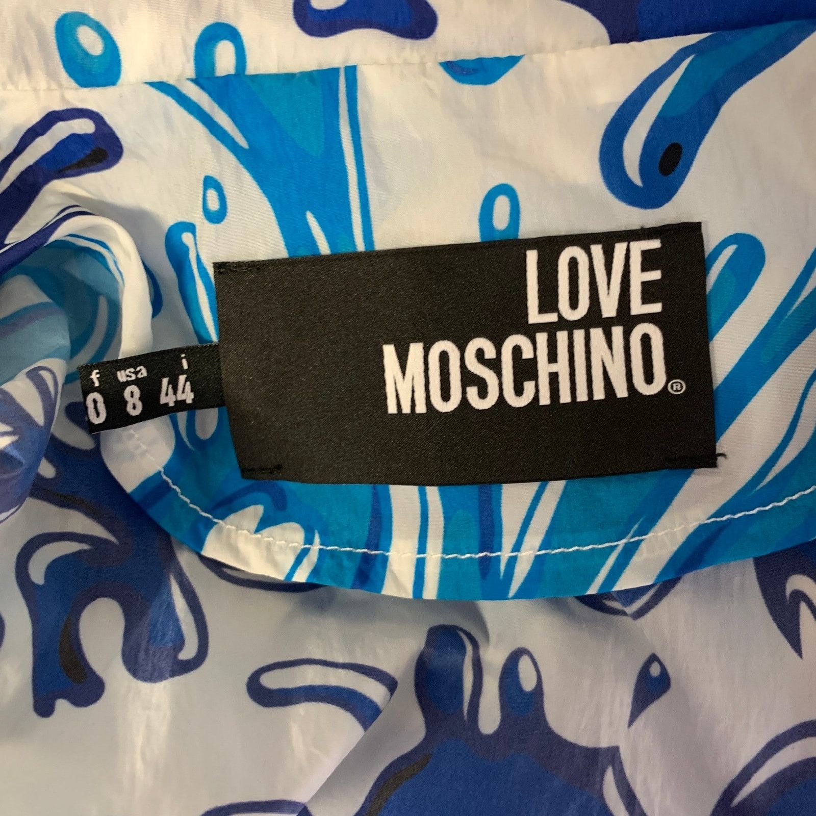 Moschino MOSCHINO Size 8 White Blue Polyamide Splash Raincoat Size M / US 6-8 / IT 42-44 - 5 Thumbnail