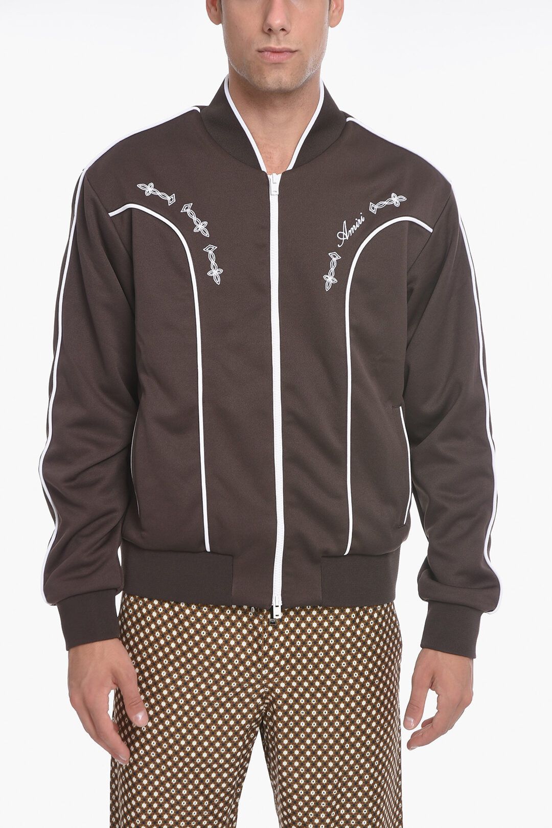 image of Amiri Og1Mm0424 Zip-Up Sweatshirt In Brown, Men's (Size Large)