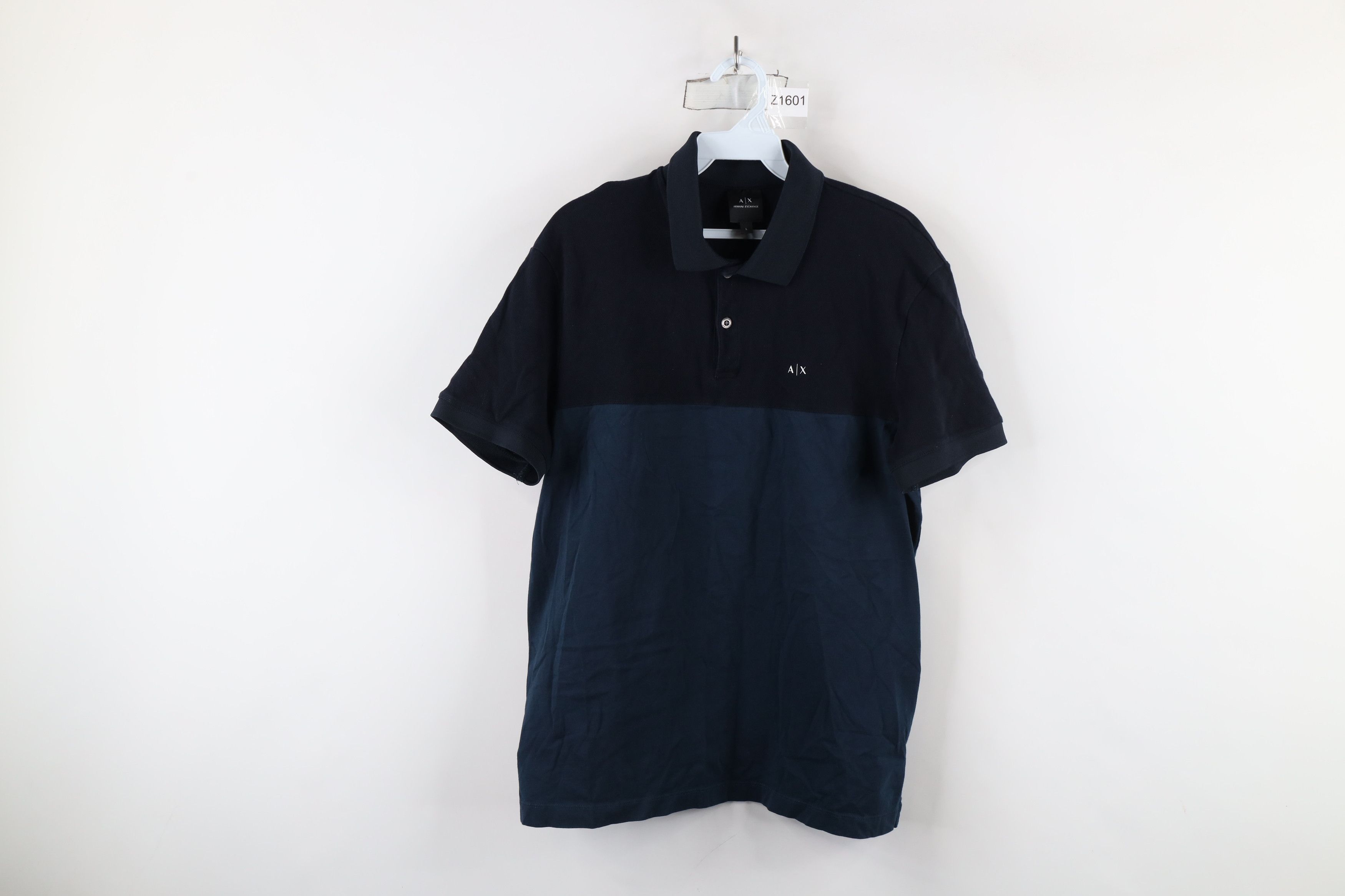 Armani Exchange × Vintage Armani Exchange Monogram Block Collared Polo Shirt Blue Size US L / EU 52-54 / 3 - 1 Thumbnail