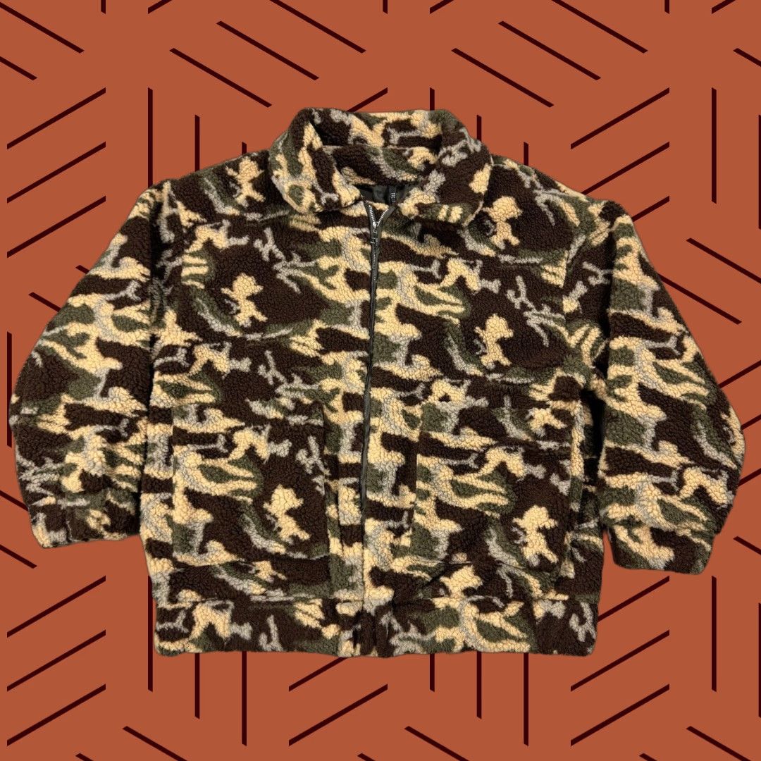 Vintage TIC TOC CAMO Womens Small Fleece Crop Deep Pile Zip Mock Neck Designer Rare Size S / US 4 / IT 40 - 1 Thumbnail
