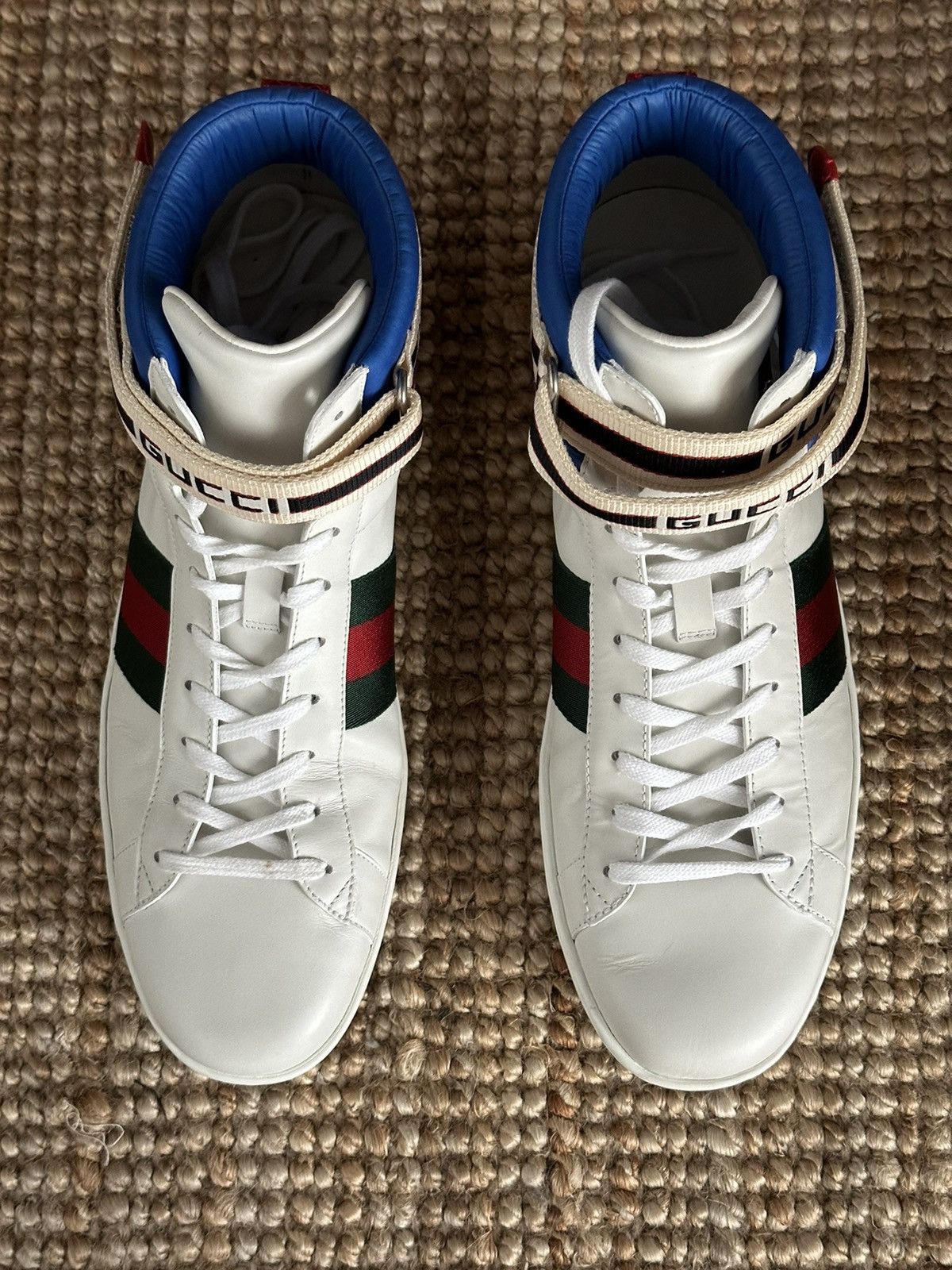 Gucci Gucci Ayers Stripe Ace High Top Men's White Sneakers Size US 12 / EU 45 - 2 Thumbnail
