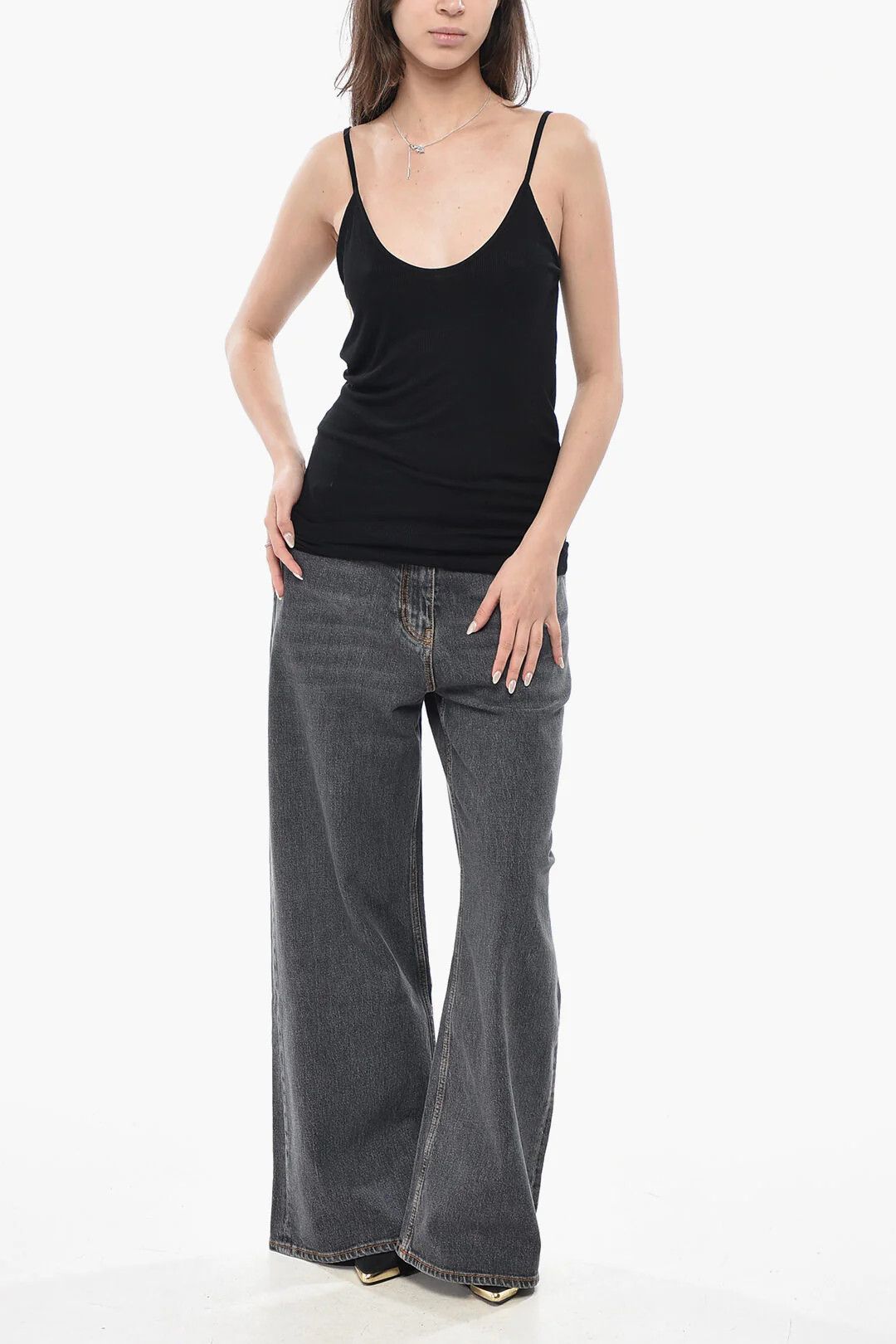 KHAITE og1mm0426 Ribbed Viscose Tank Top in Black Size L / US 10 / IT 46 - 4 Thumbnail
