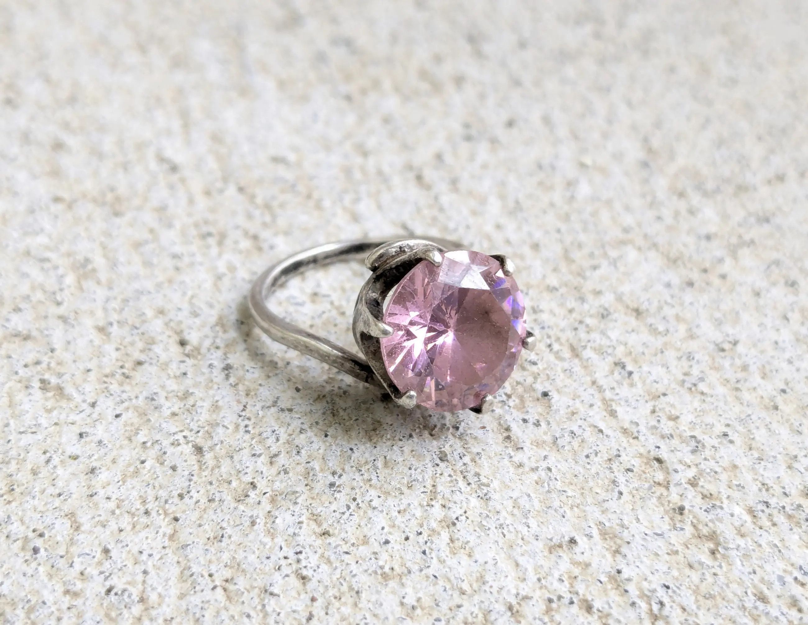 Jewelry Vintage Sterling Silver Ring Pink Topaz 5.25 Mexico Modern, Men's