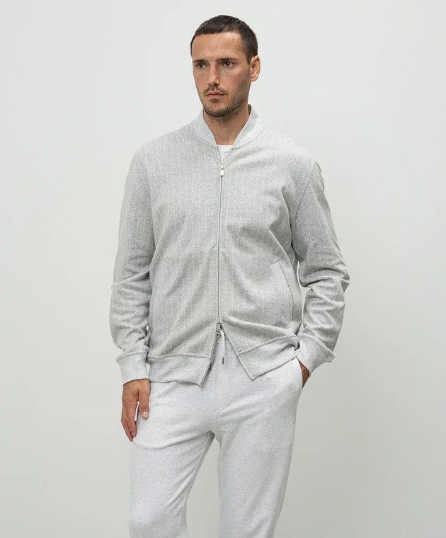 Brunello Cucinelli o1w1db10326 Bomber Jacket in Grey Size US XXL / EU 58 / 5 - 2 Thumbnail