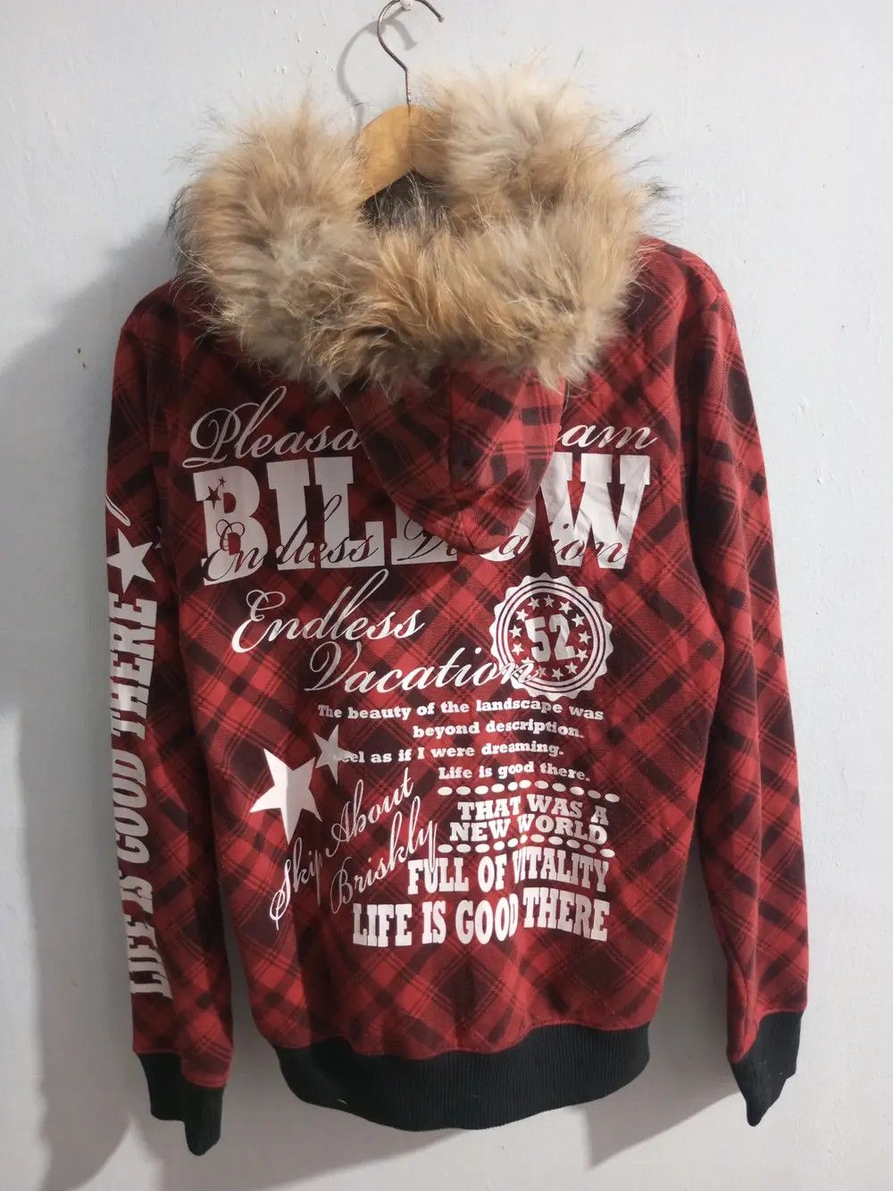 If Six Was Nine × Japanese Brand × Le Grande Bleu (L.G.B.) Vintage g-Dept tartan spellout fur hoodies Size US M / EU 48-50 / 2 - 7 Thumbnail