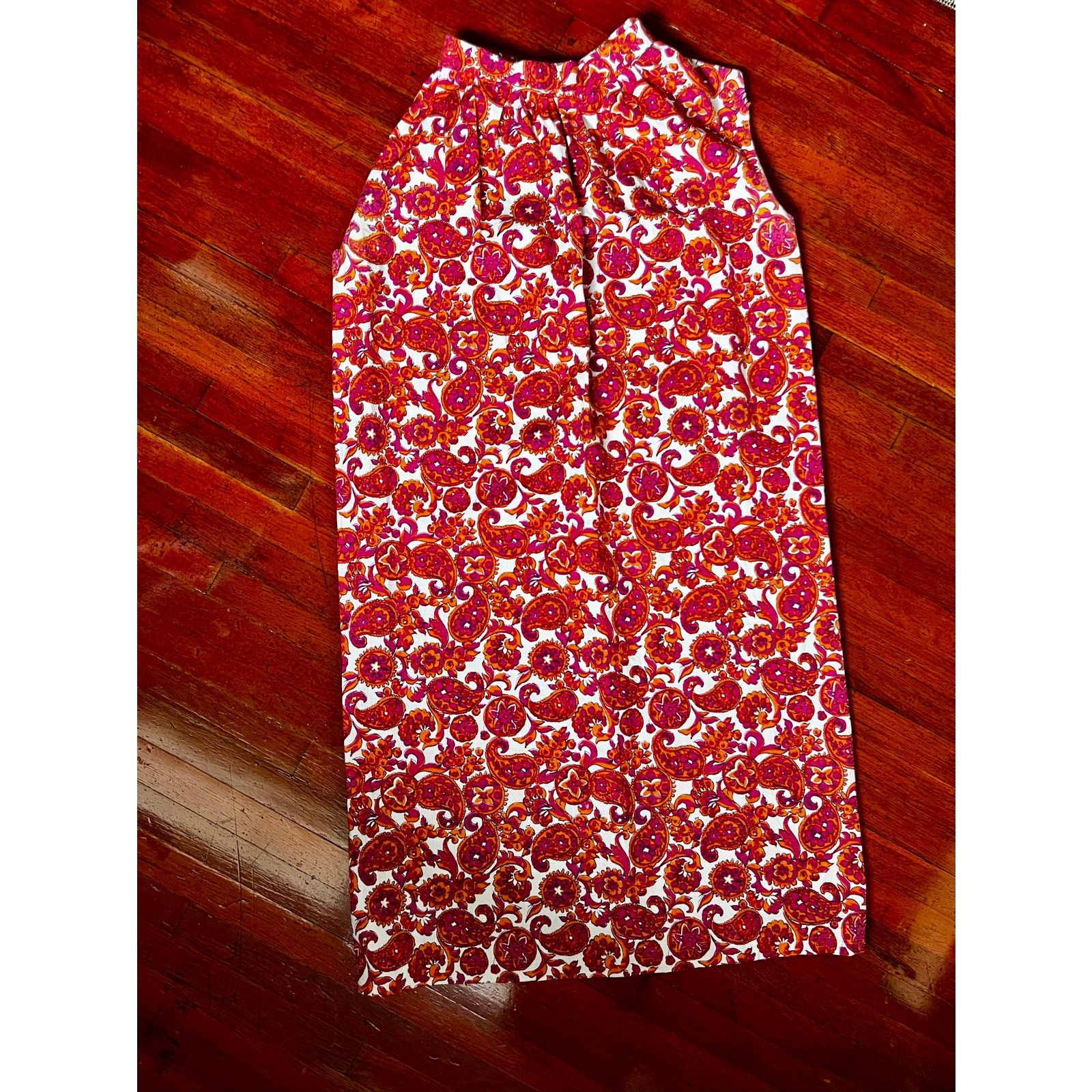 Vintage Vtg 60s Pink White Paisley Mockneck Shift dress Small Med Size M / US 6-8 / IT 42-44 - 2 Thumbnail
