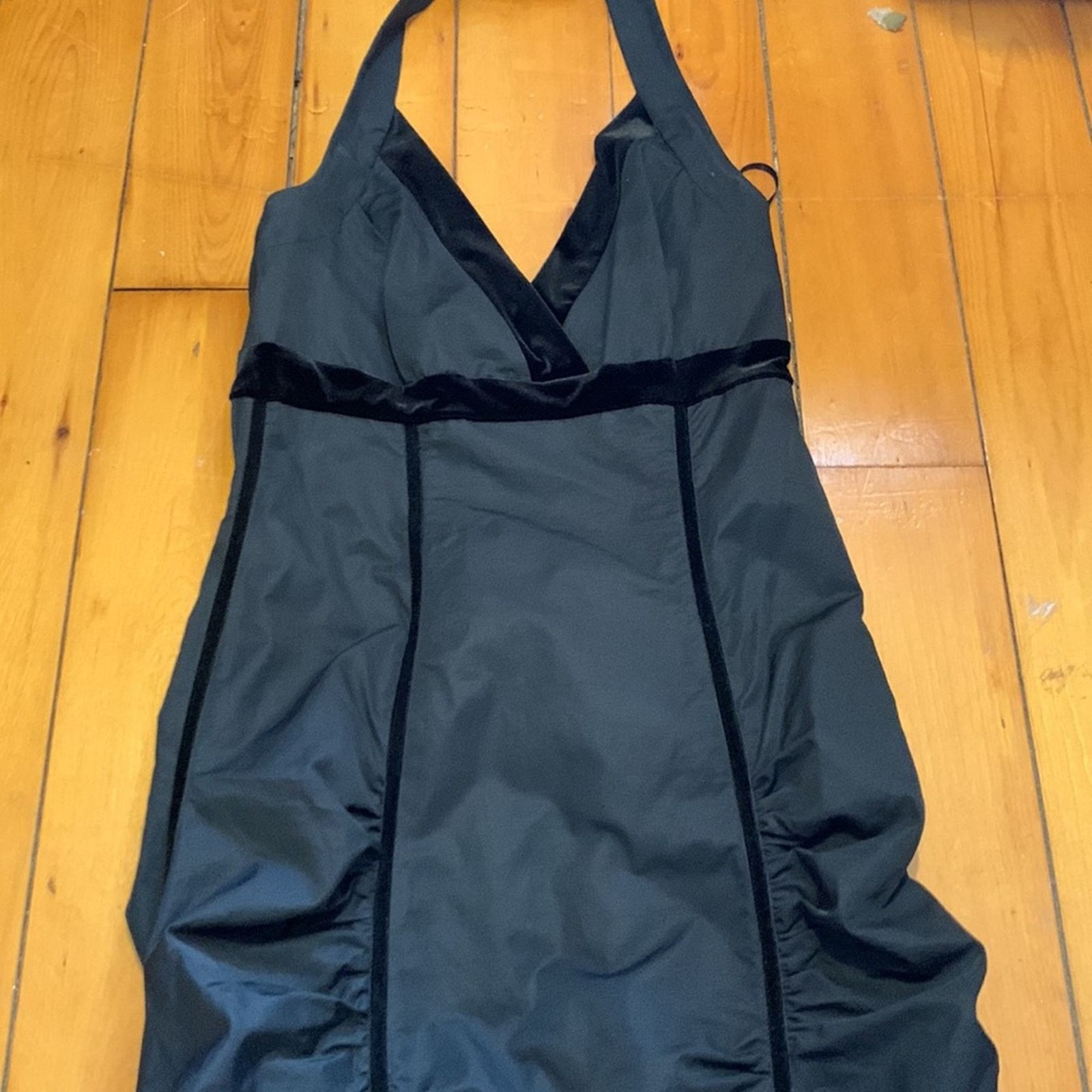 Vintage Ronen Chen Israel black ruched sexy modern halter gown dress Size S / US 4 / IT 40 - 1 Thumbnail