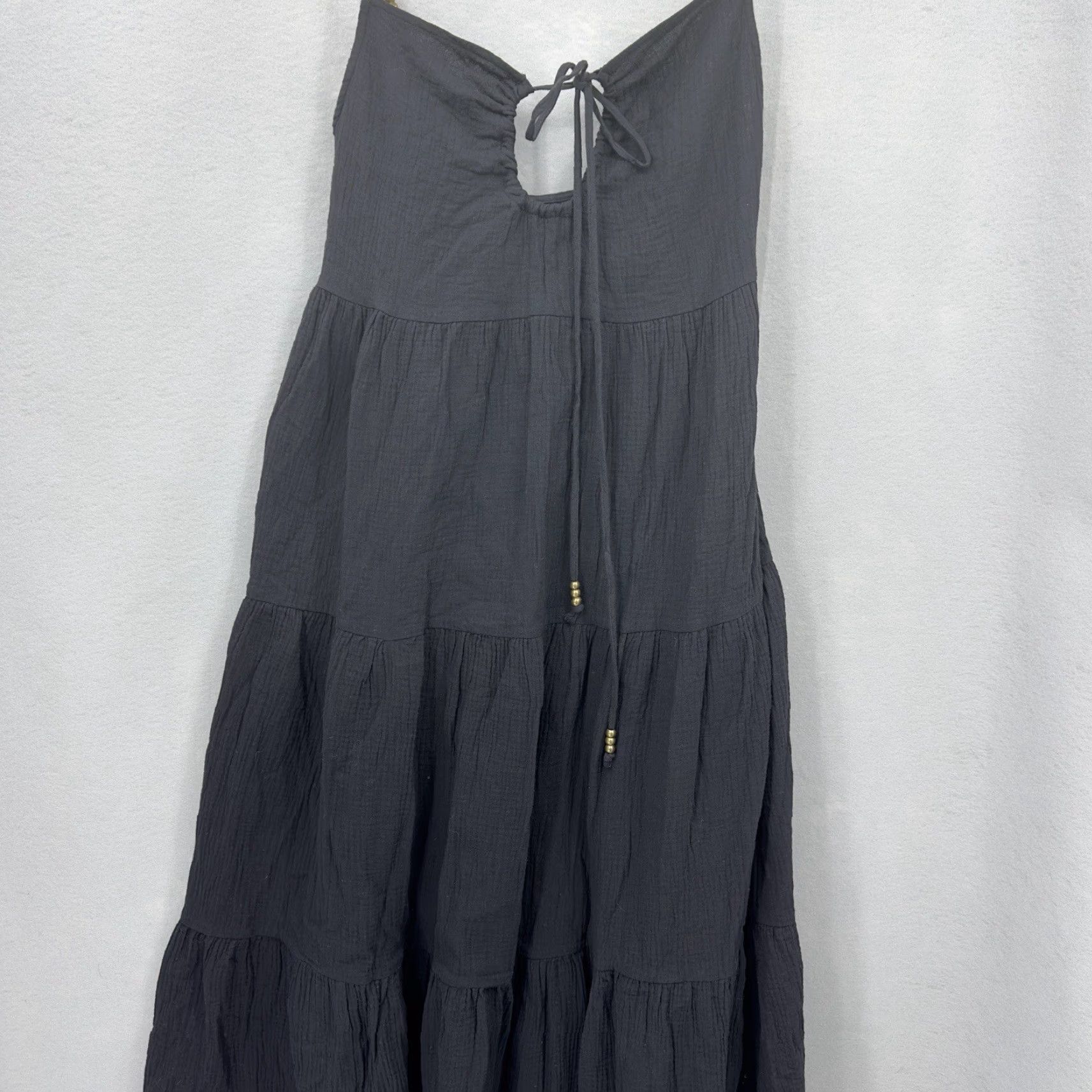 Vintage Charlie Holiday Dress Womens 4 Maxi Sundress Bohemian Black Layered Tiered Priscilla Size S / US 4 / IT 40 - 4 Thumbnail