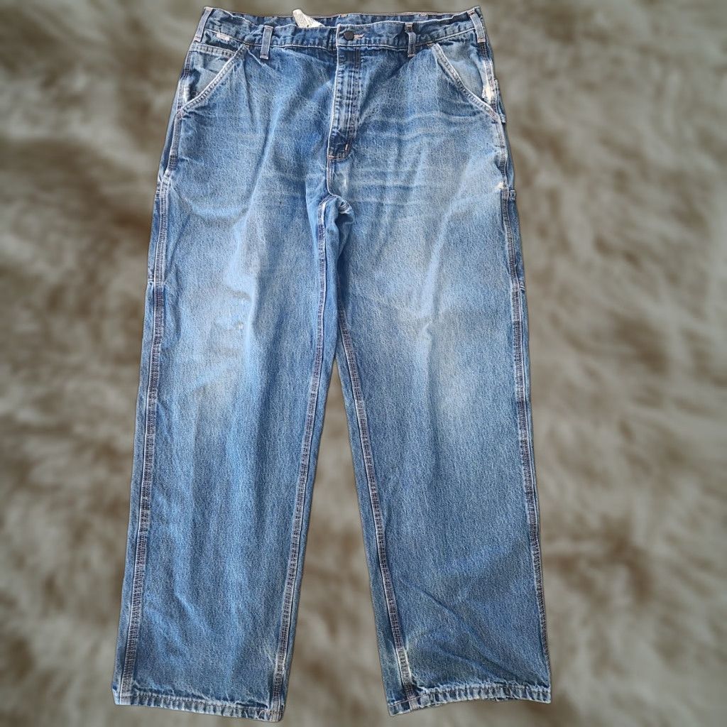 Carhartt Carhartt FR Jeans Mens 38x32 Carpenter Blue Cat 2 2112 Distressed Denim Straight Jeans Mens Blue Cat 2 2112 FR Denim Distressed Denim Size US 38 / EU 54 - 1 Thumbnail