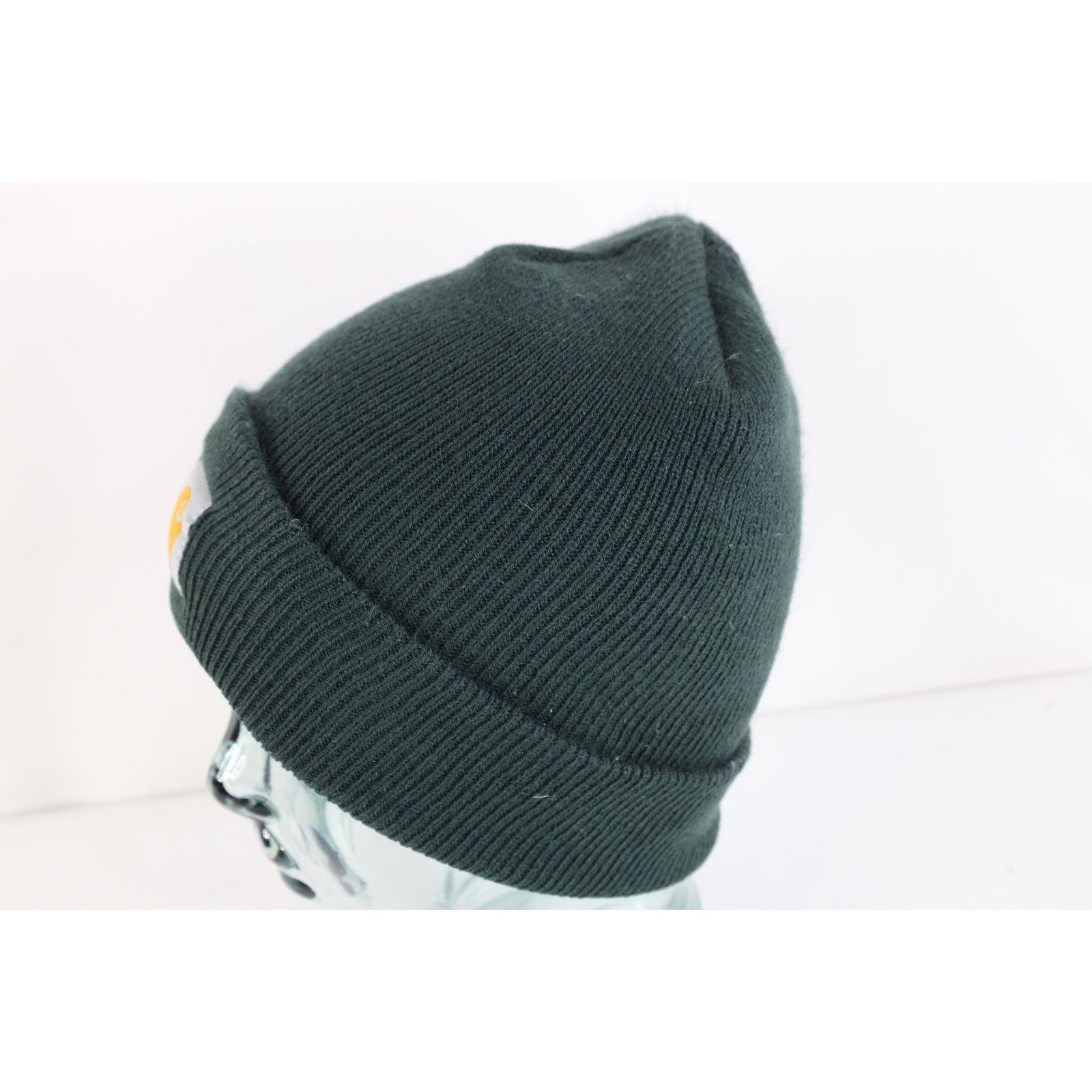 Carhartt Vintage 90s Carhartt Spell Out Ribbed Knit Winter Beanie Hat Size ONE SIZE - 2 Thumbnail