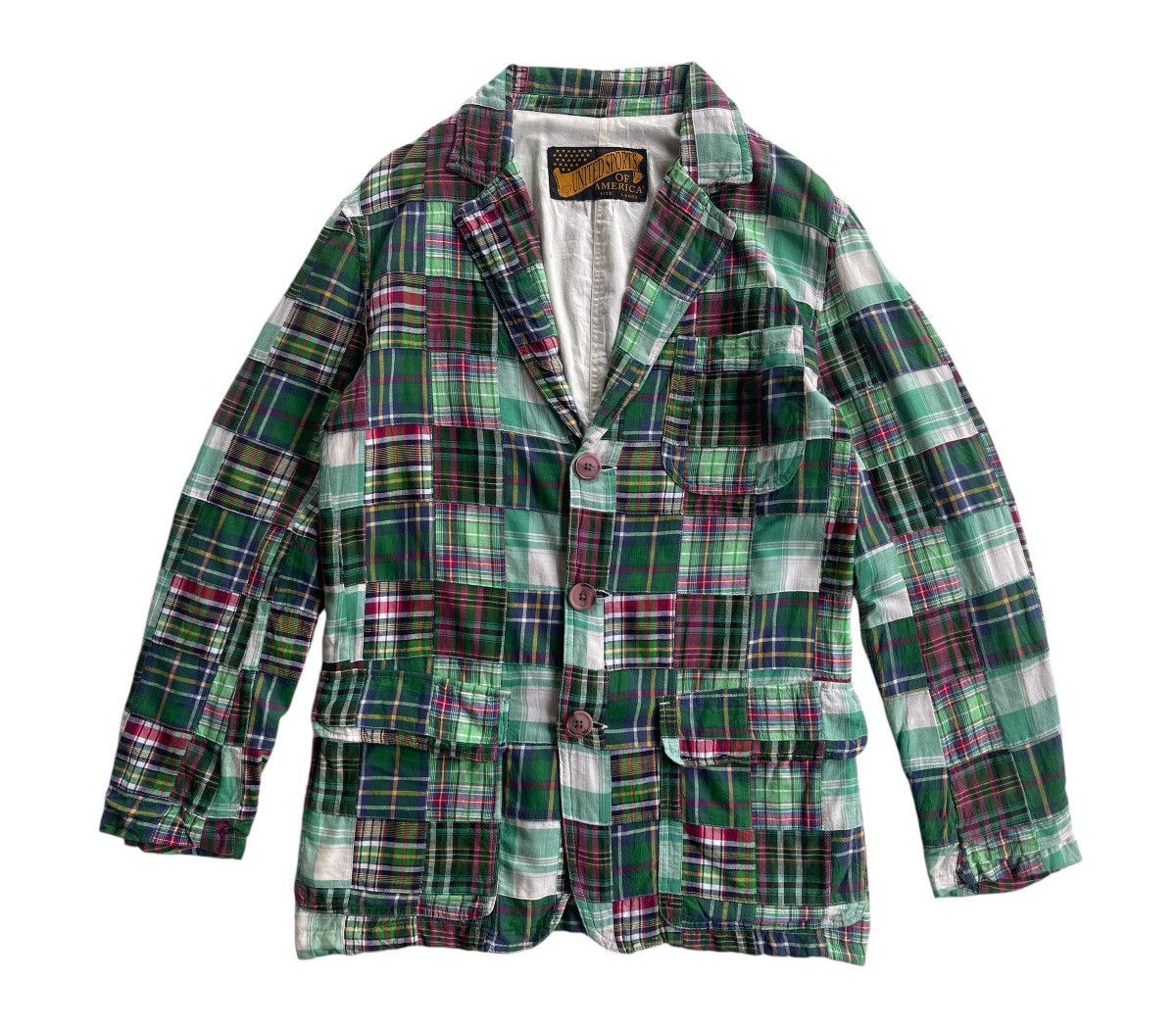Japanese Brand Multicolor Green Tartan Patchwork Jacket coat Size US M / EU 48-50 / 2 - 3 Thumbnail