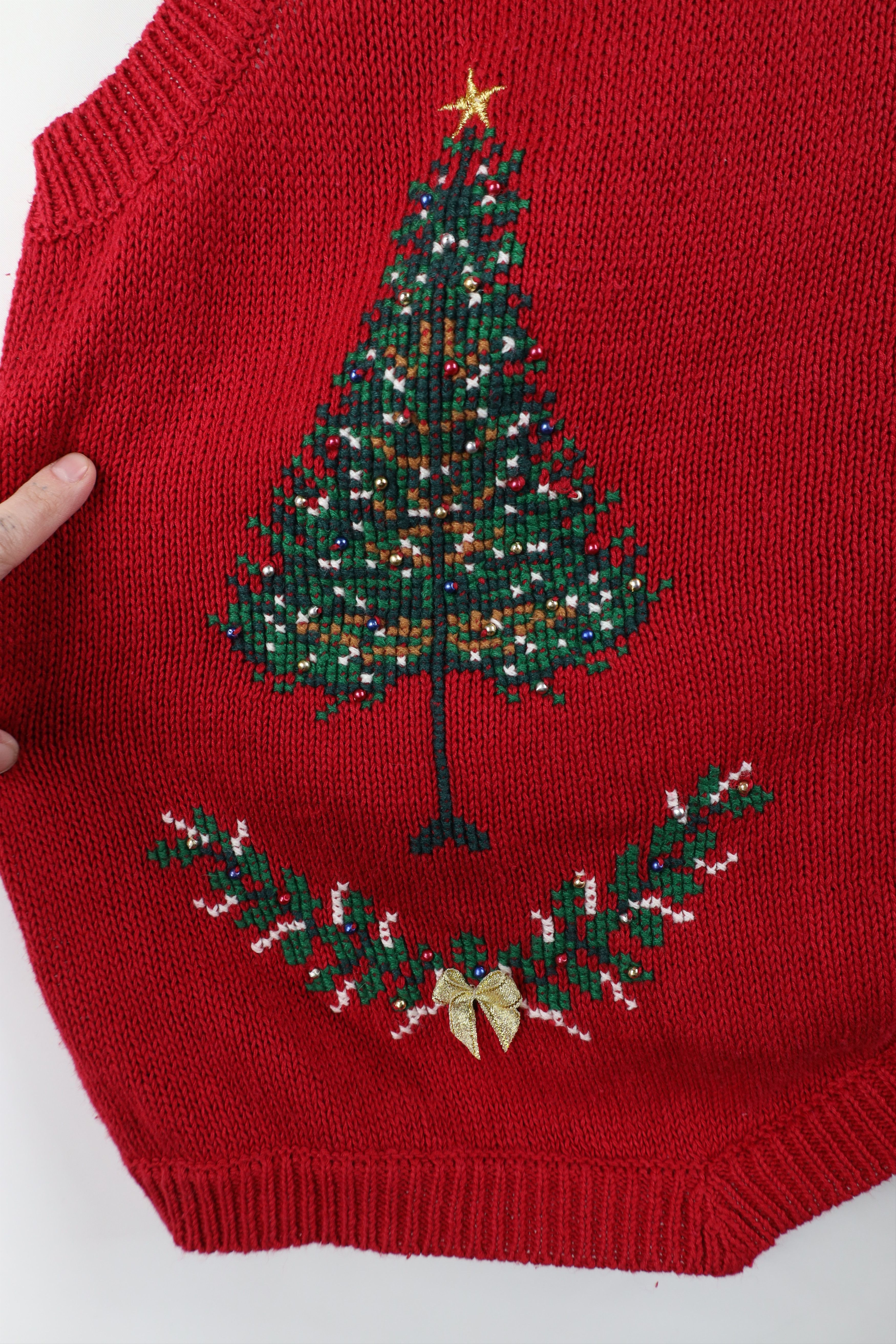 Vintage Deadstock Vintage 90s Tree Needlepoint Knit Sweater Vest Size XXL / US 16-18 / IT 52-54 - 4 Thumbnail