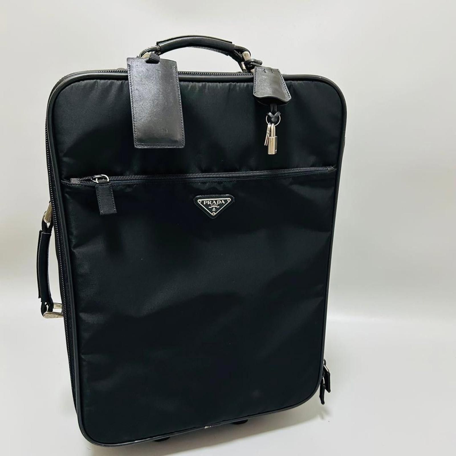 Prada Prada - Black Nylon Rolling Suitcase Luggage Size ONE SIZE - 2 Thumbnail