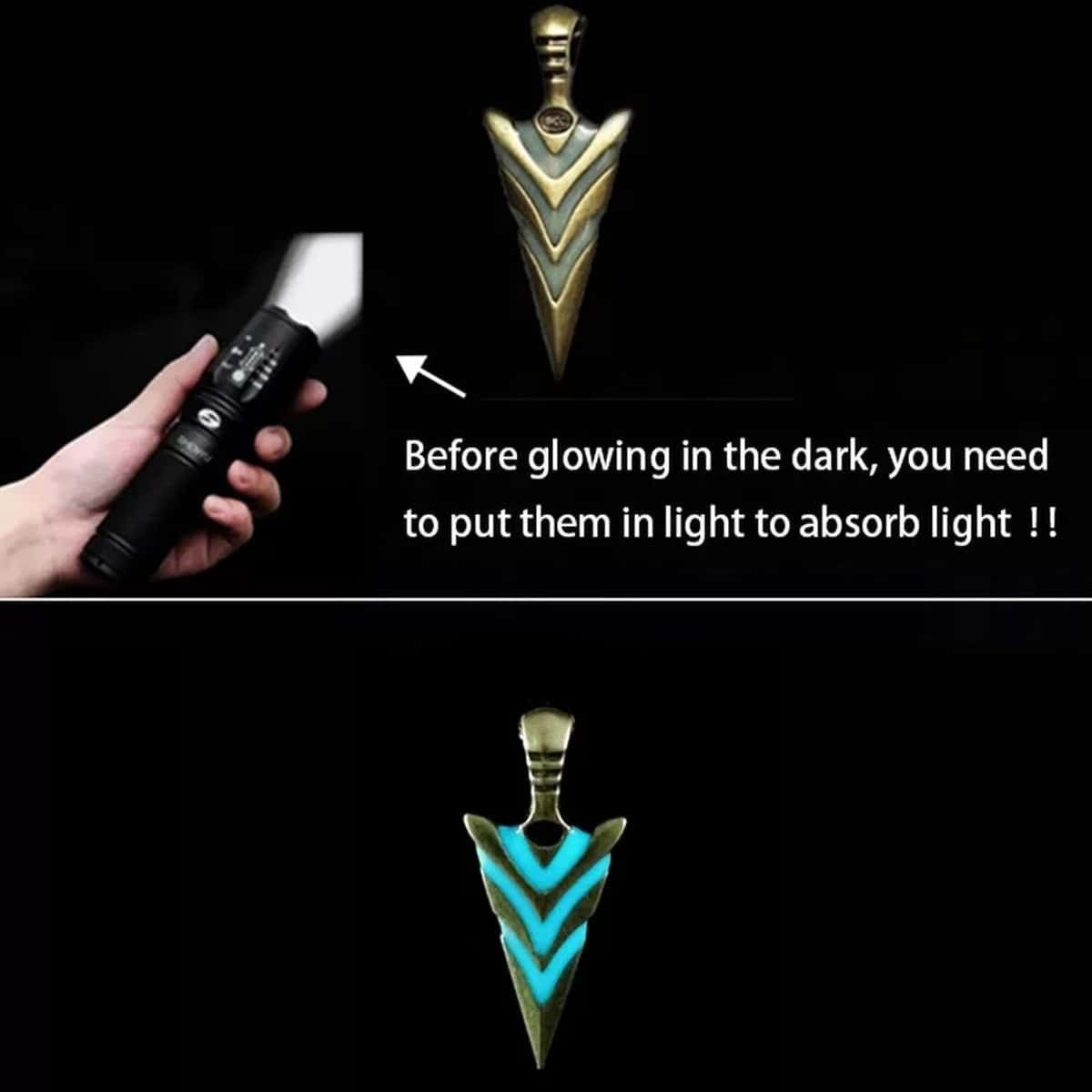 Other Glow-in-the-Dark Arrowhead Pendant Necklace Tribal Necklace Size ONE SIZE - 4 Thumbnail