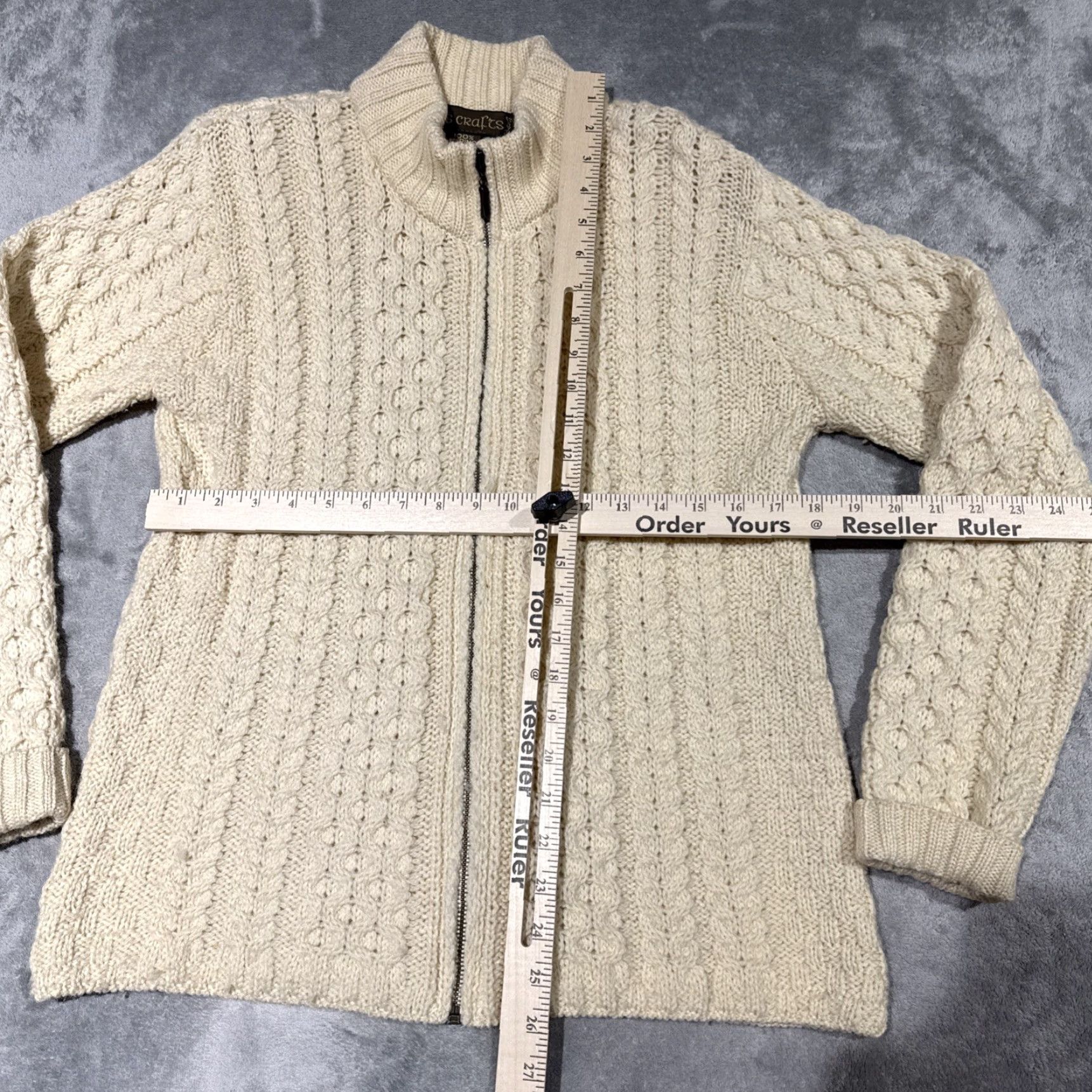 Vintage VINTAGE Inis Crafts Sweater Full Zip Women M Beige Fisherman Wool Aran Cable-Knit Knit All Seasons Outdoor Preppy Logo Modern Classic Size M / US 6-8 / IT 42-44 - 5 Thumbnail