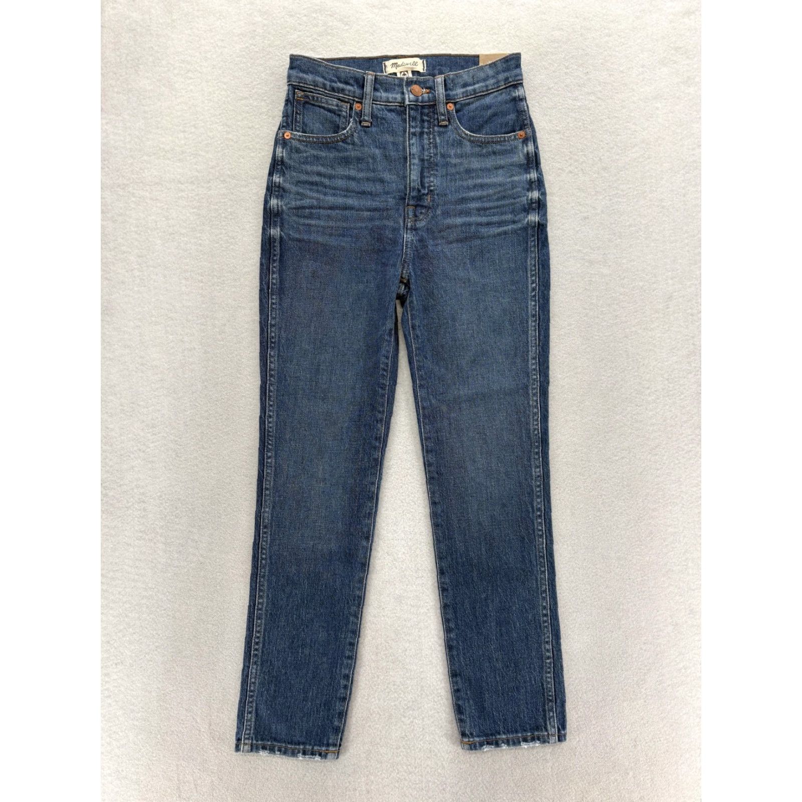 Madewell Madewell Jeans Womens 24 Stovepipe Blue High Rise Stretch Denim 5-Pocket Slim Straight Tapered 25in Inseam Rise Size 42" / US 20 - 2 Thumbnail