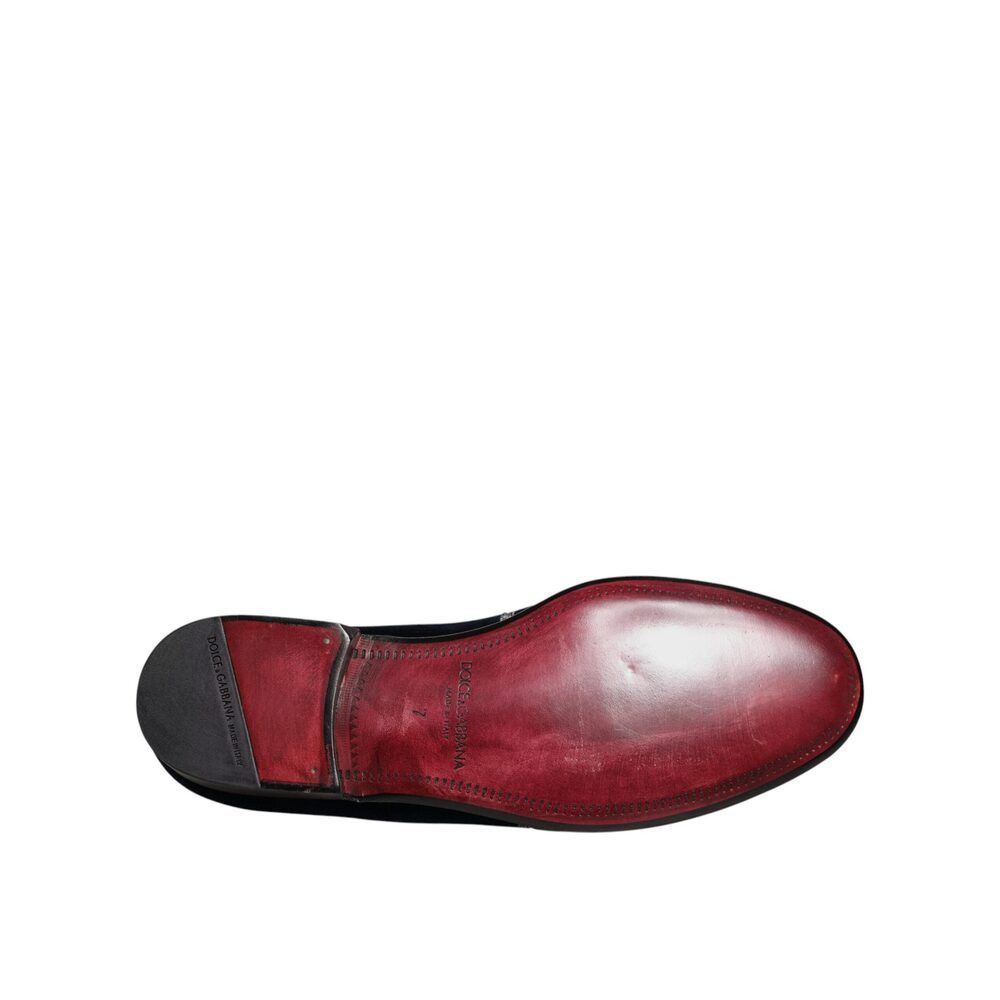 Dolce & Gabbana Dolce & Gabbana Black Velvet Floral Gun Loafers Dress Shoes Size US 8 / EU 41 - 7 Thumbnail