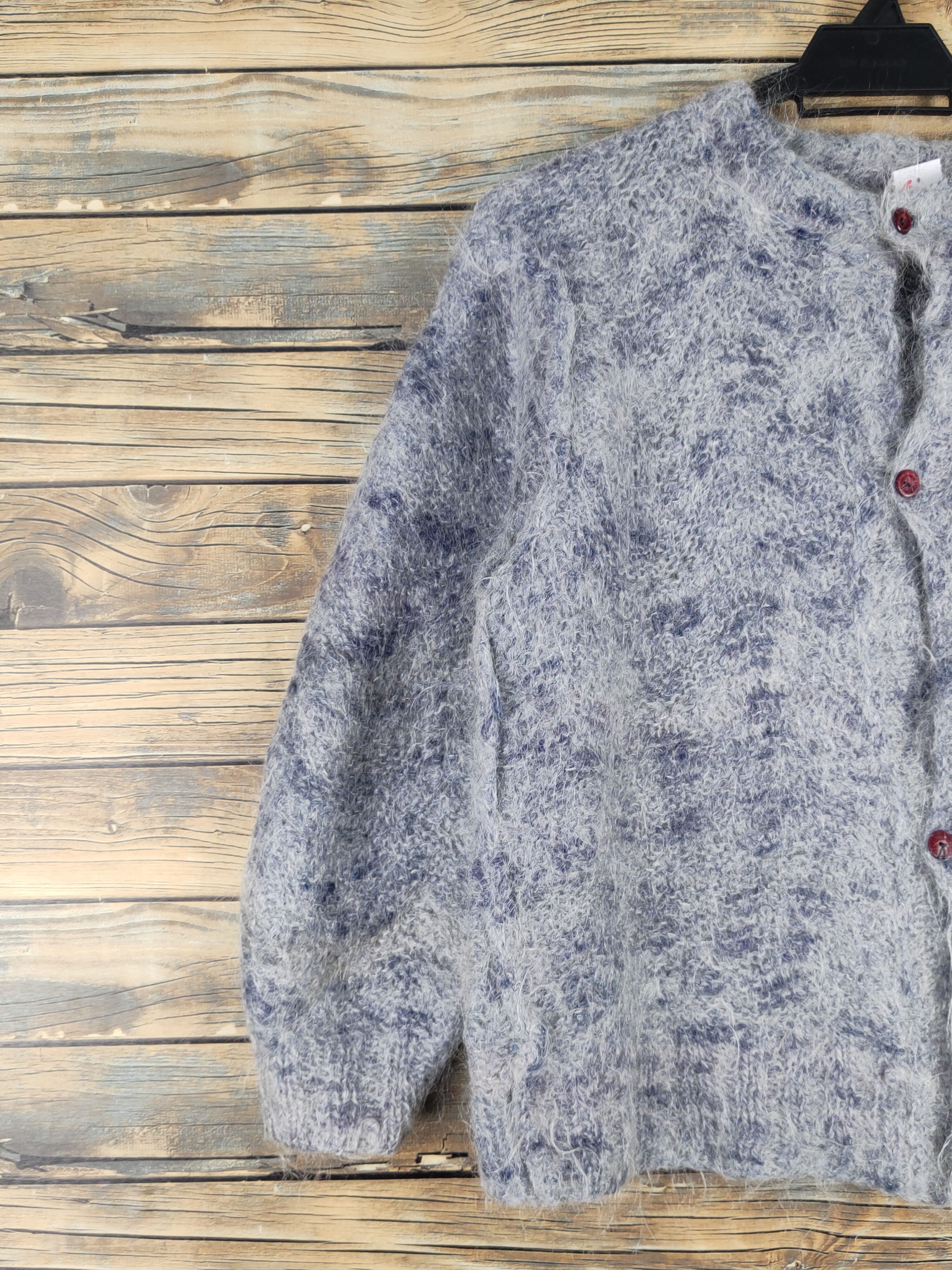 Japanese Brand × Vintage Japanese Brand Navy White Fur Mohair Knitwear Cardigan#W1341 Size S / US 4 / IT 40 - 3 Thumbnail