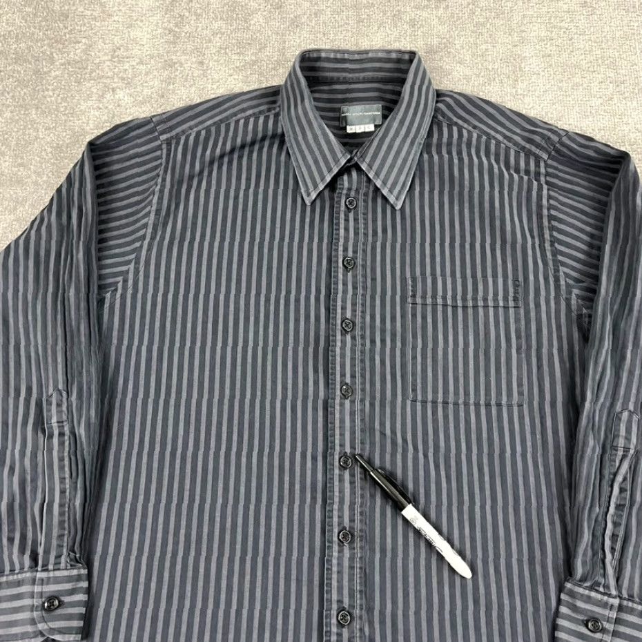 Vintage HARRY ROSEN Shirt Mens XL (Custom SZ) Faded Gray Striped Button-Up Canada NSC Size US XL / EU 56 / 4 - 7 Thumbnail