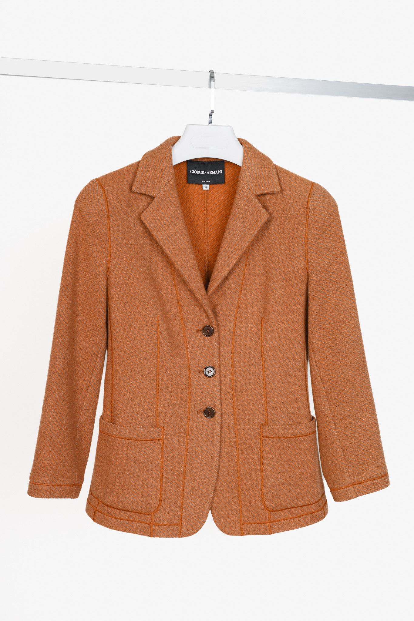 Giorgio Armani Giorgio Armani Brown Orange Wool Cashmere Blazer Size XS / US 0-2 / IT 36-38 - 1 Thumbnail