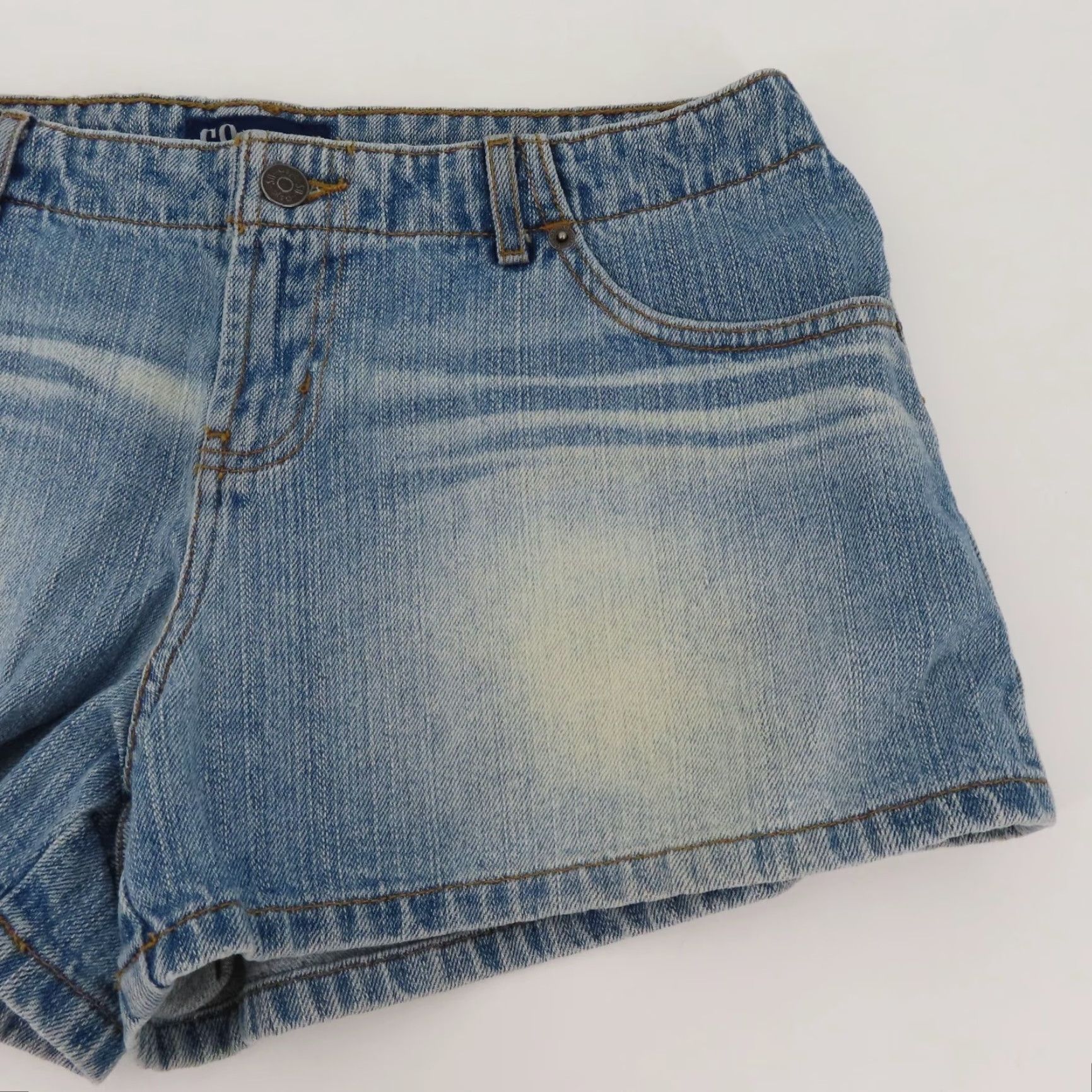 Denime VINTAGE SO Juniors 11 Denim Short Y2K Blue Whiskered Pockets Cotton Shorts Size 32" / US 10 / IT 46 - 4 Thumbnail