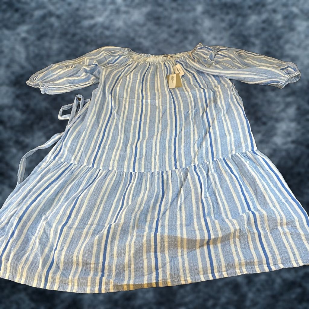 Tommy Bahama TOMMY BAHA MA Island Gauze Villa Solstice Off-the-Shoulder Dress Blue Women Large Size L / US 10 / IT 46 - 1 Thumbnail