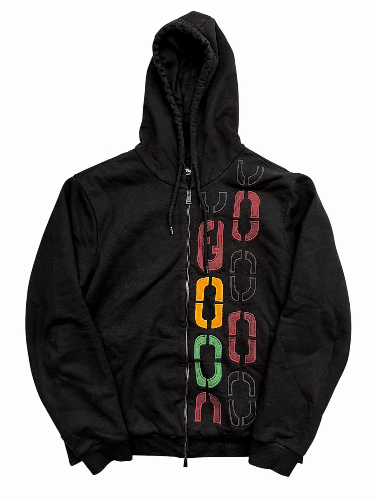 Fendi $1800 Embroidered Chain FF Zip Heavy Hoodie Size US XXL / EU 58 / 5 - 1 Thumbnail