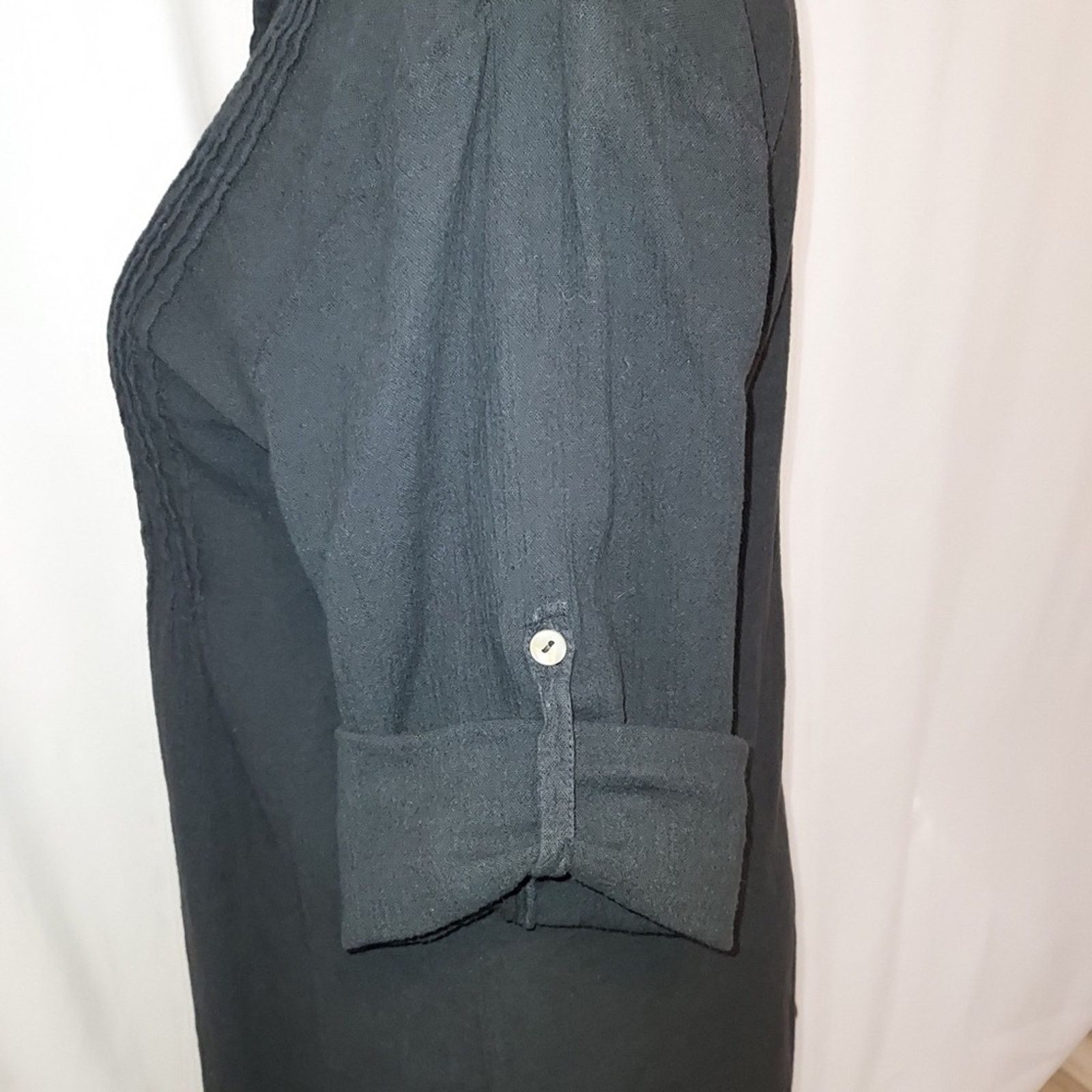 Other Vintage Dunes Black Shell Shirt Button Up Blouse Top Size L / US 10 / IT 46 - 6 Thumbnail