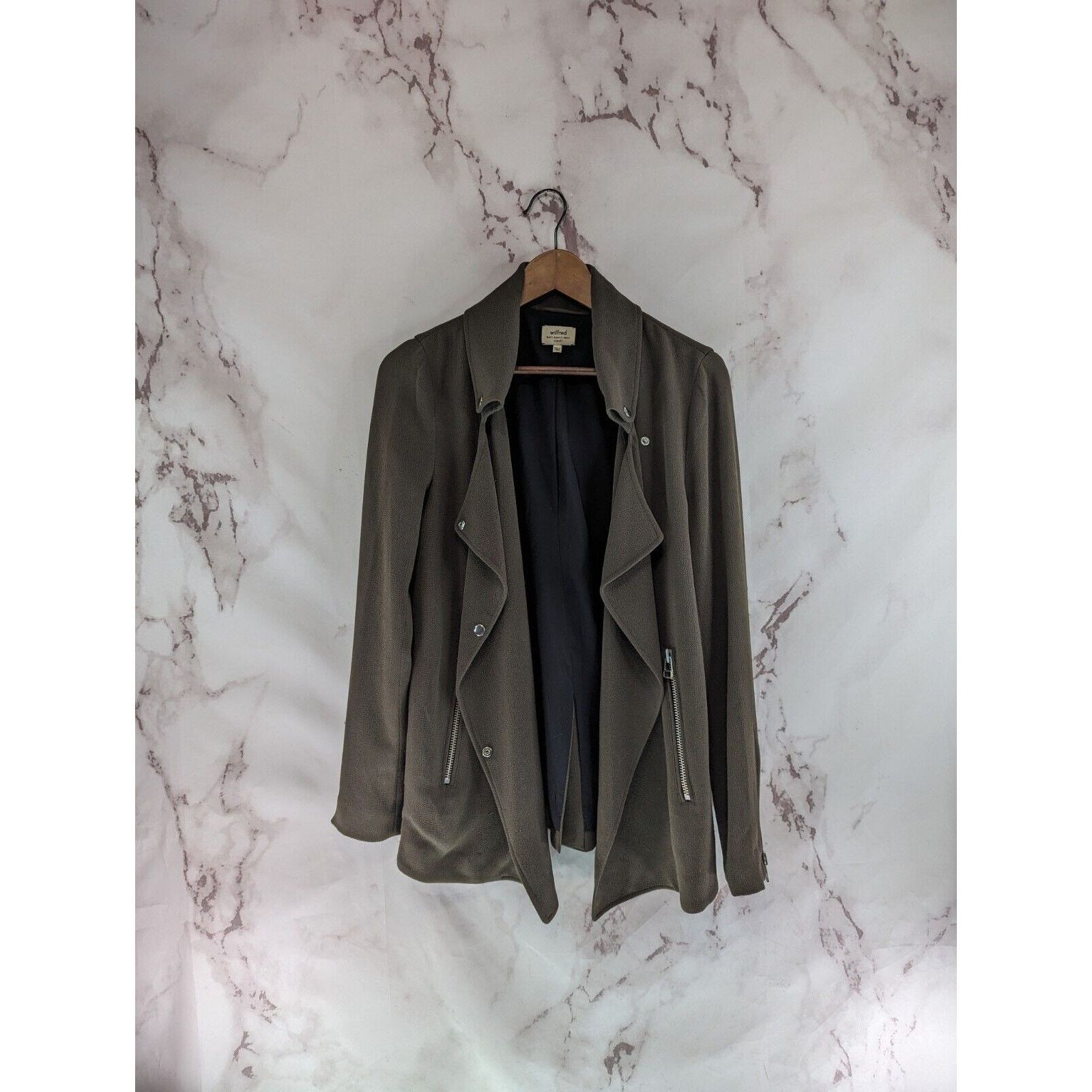 Aritzia Wilfred Jacket Women XS Green Zip Stretch Moto Mayet Aritzia Size XS / US 0-2 / IT 36-38 - 8 Thumbnail