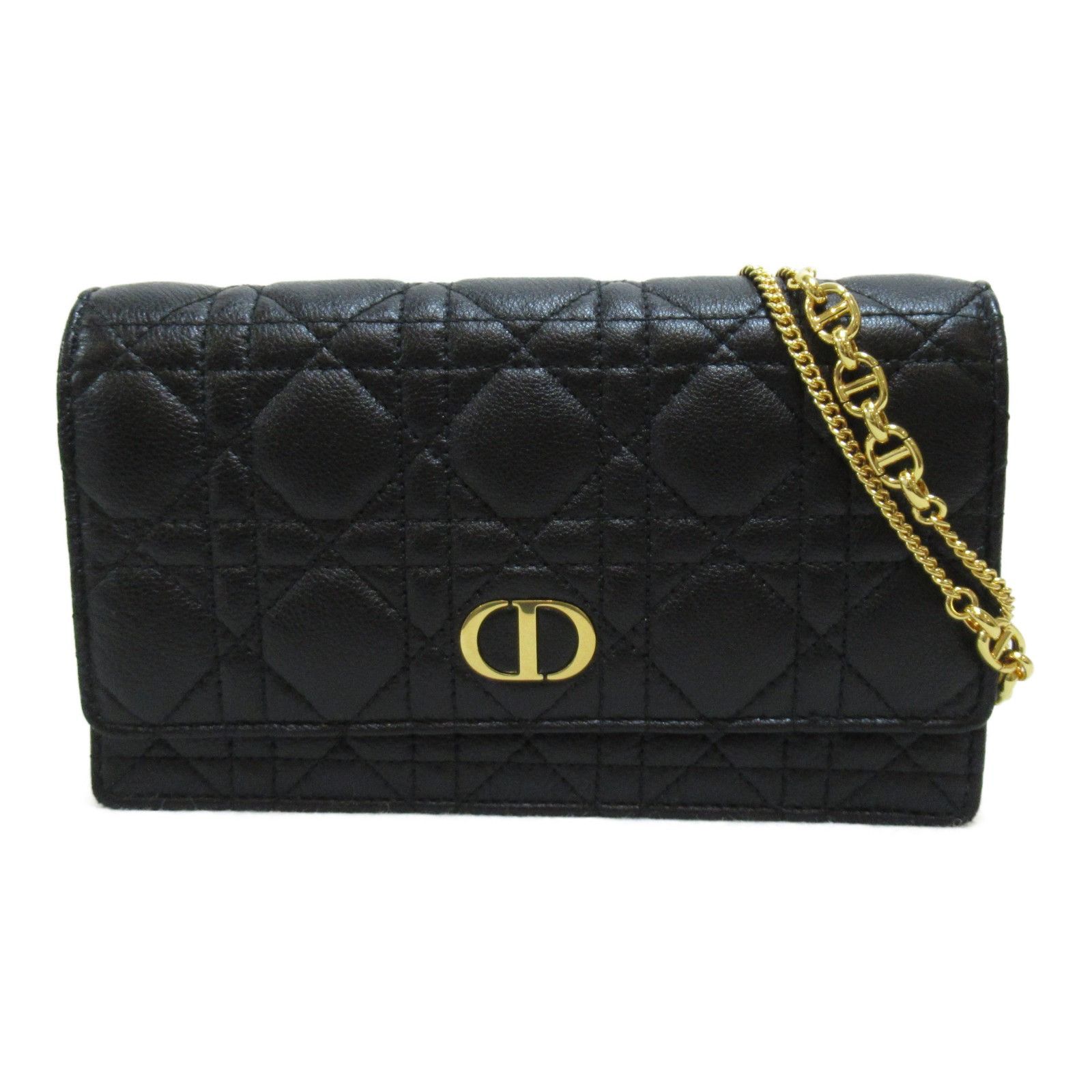 image of Dior Chain Wallet Shoulder Bag Calf Black, Women's