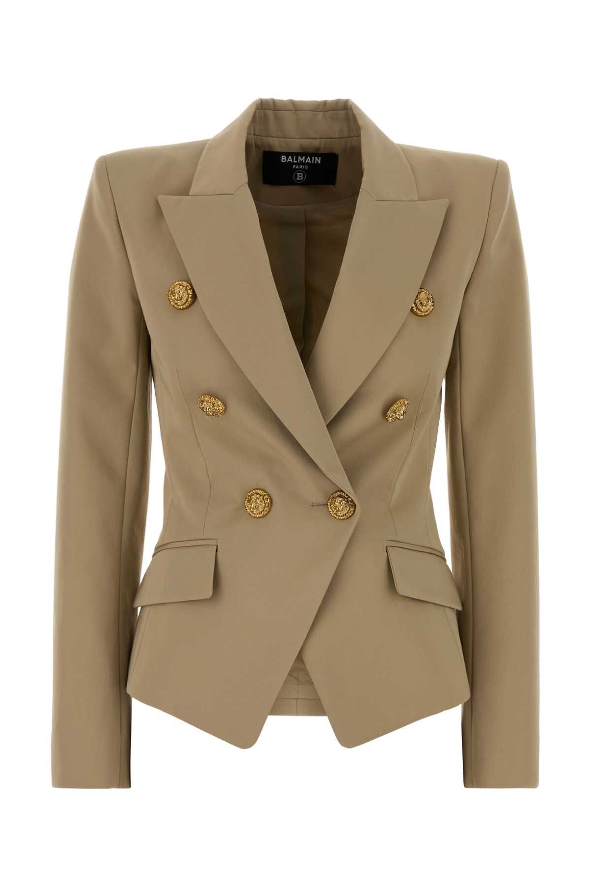 Balmain Beige Gabardine Blazer Size S / US 4 / IT 40 - 1 Thumbnail