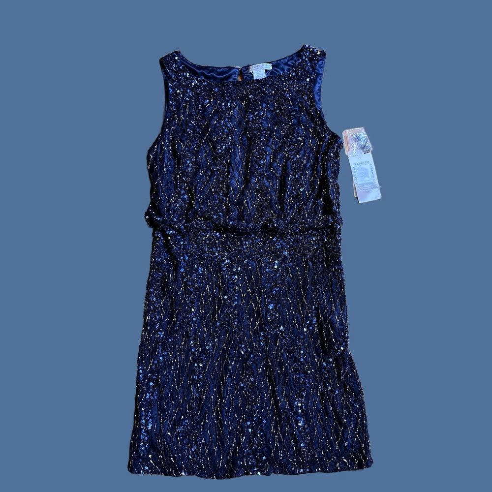 Vintage VINTAGE Alberto Makali Beaded Sequin Dress Women’s 8 Navy Blue Black Dress Size M / US 6-8 / IT 42-44 - 1 Thumbnail