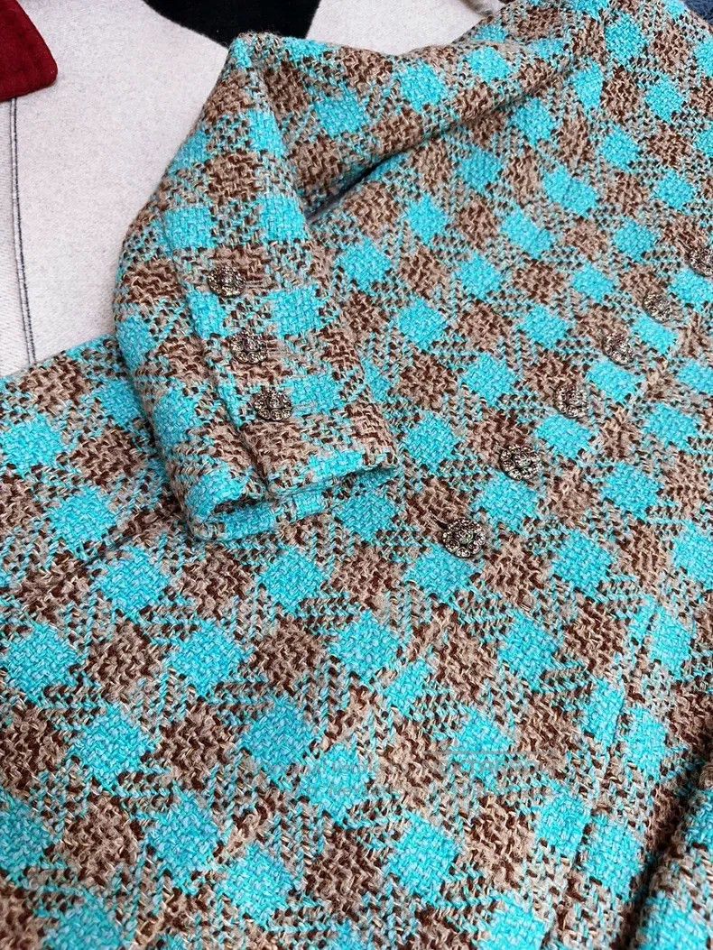 Chanel Chanel 22K show style retro lake blue gray plaid jacket dr Size XS / US 0-2 / IT 36-38 - 5 Thumbnail