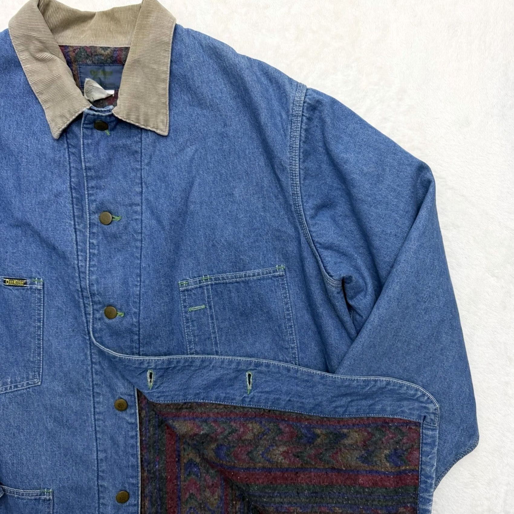 Vintage VINTAGE OshKosh B'gosh Jacket Men XL Denim Aztec Lined Snap Front Workwear Chore Jacket Size US XL / EU 56 / 4 - 3 Thumbnail