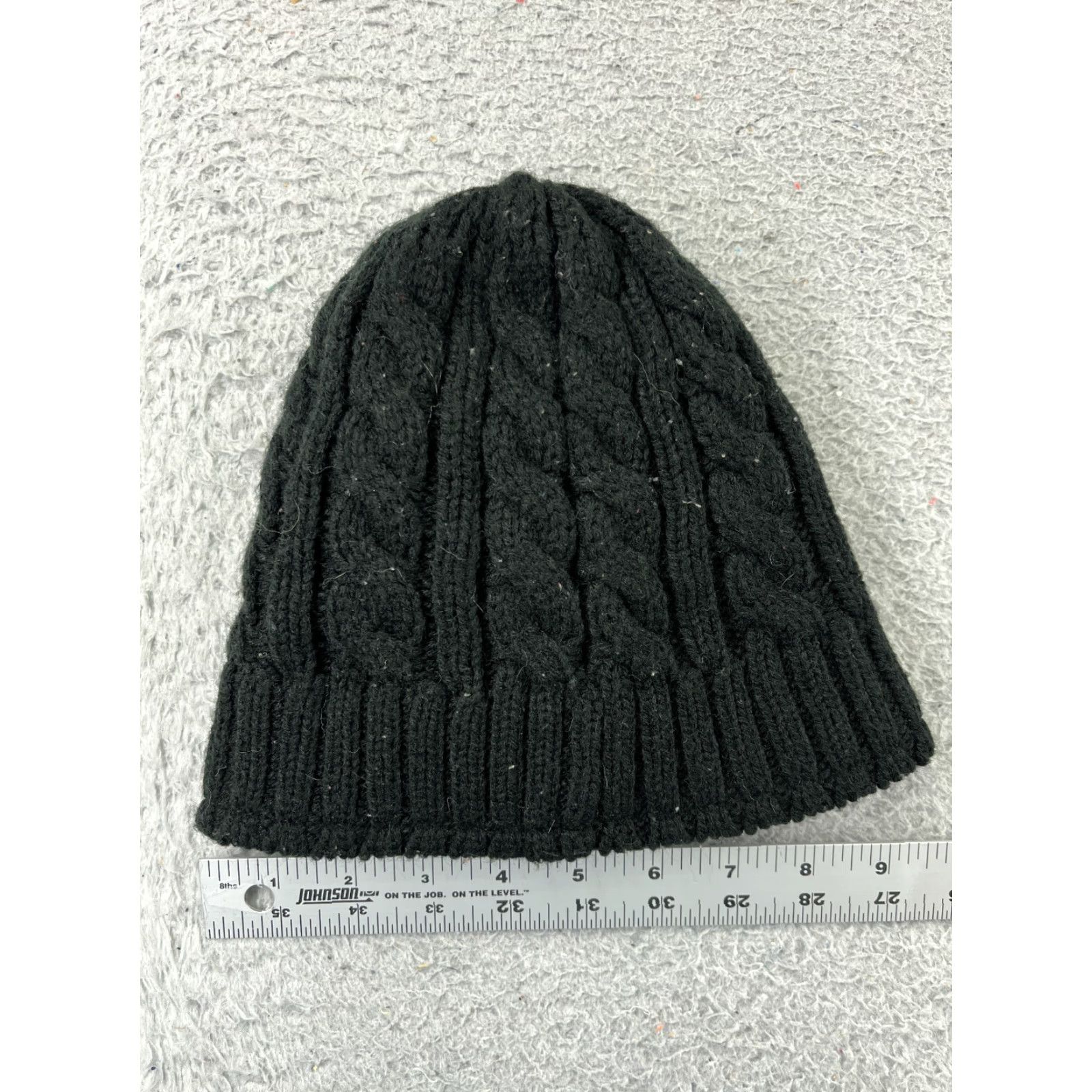 Vintage Heat Lockers Beanie Toque Adult One Size Black Acrylic Poly Lined Cable Knit Size ONE SIZE - 3 Thumbnail