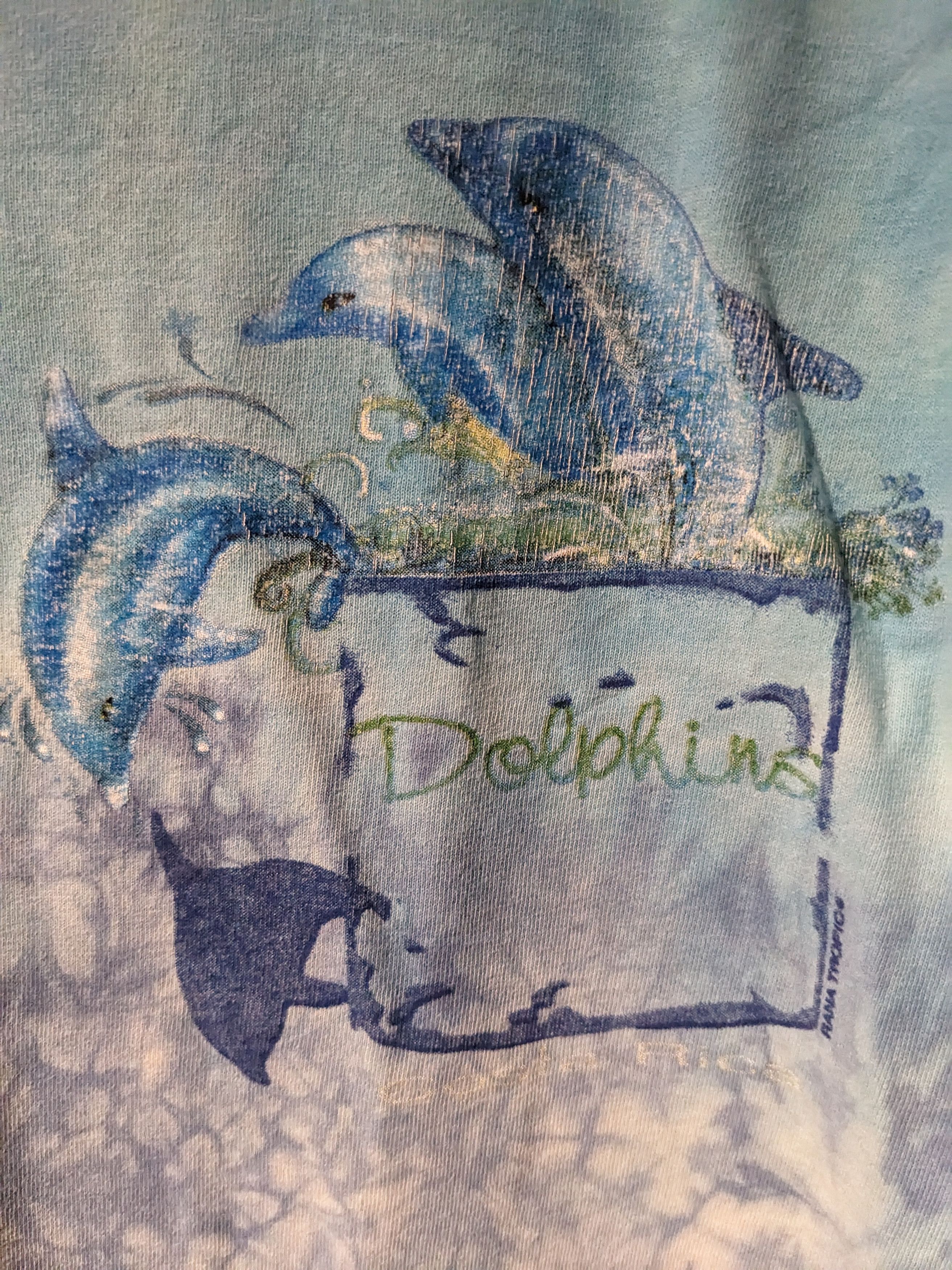Fruit Of The Loom Vintage 90s Dolphins Animal Nature Blue Large T-Shirt Size US L / EU 52-54 / 3 - 2 Thumbnail