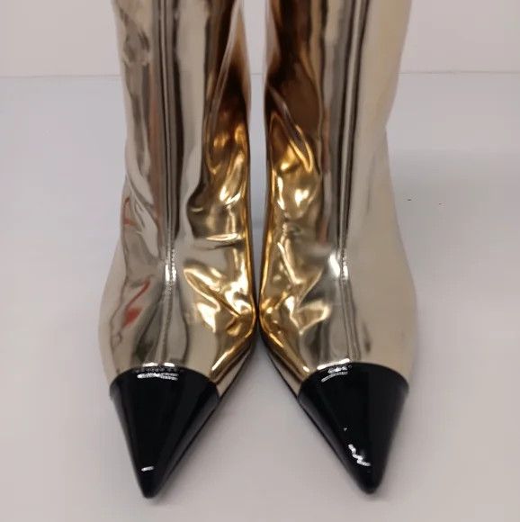 Jimmy Choo Jimmy Choo Cierra Metallic Cap-Toe Stiletto Booties - EU36.5 Size US 6.5 / IT 36.5 - 6 Thumbnail