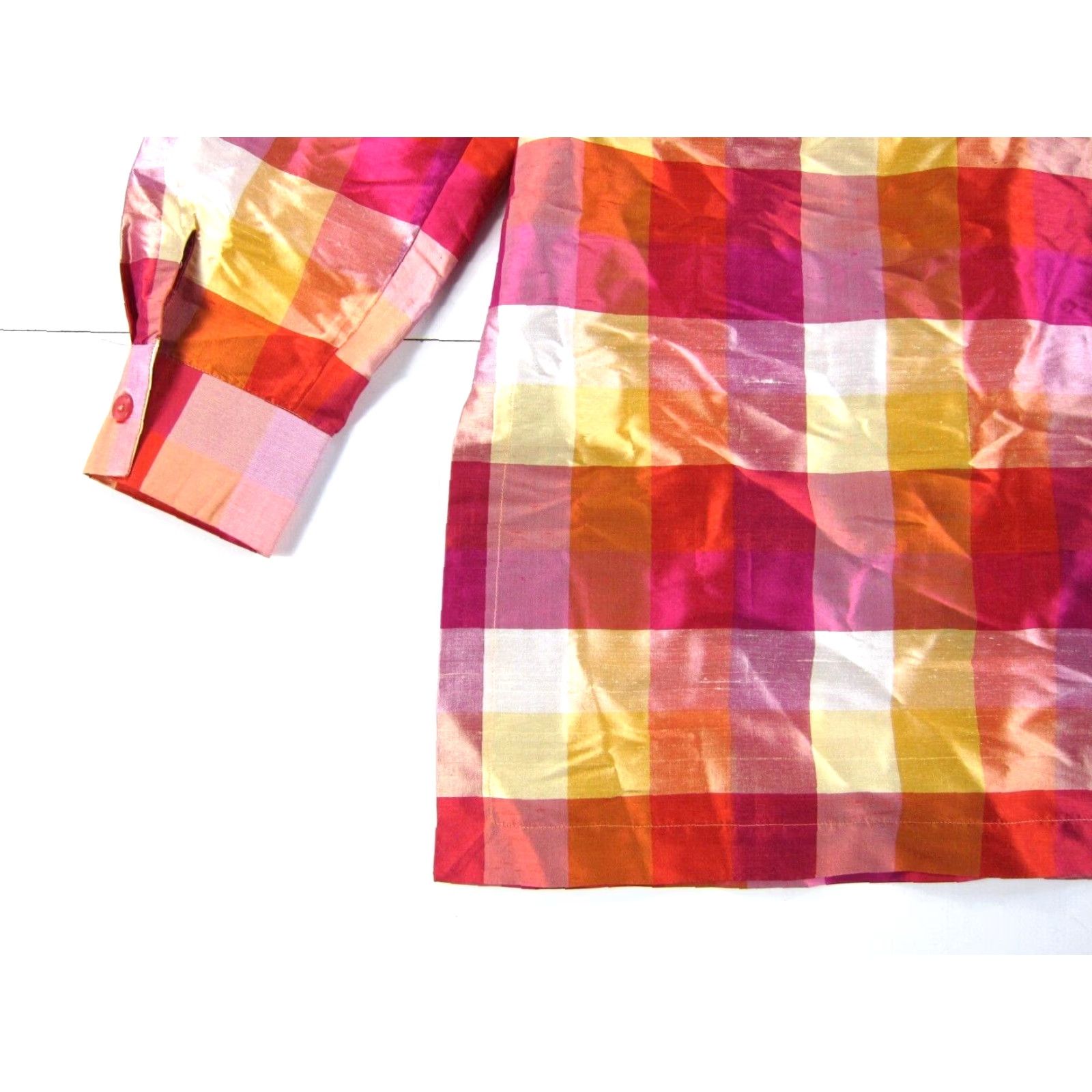 Coldwater Creek VTG Coldwater Creek 100% Silk Pink Plaid Collar Long Sleeve Blouse M-L Women's Vintage Blouse Size M / US 6-8 / IT 42-44 - 6 Thumbnail