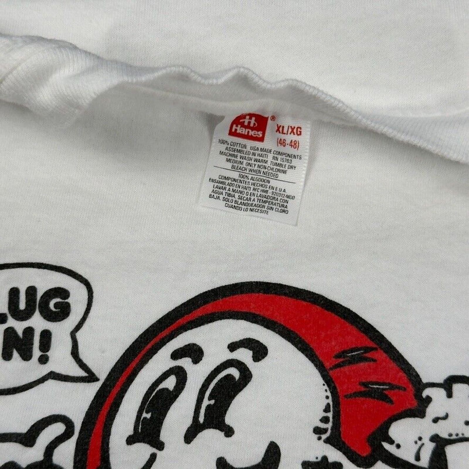 Hanes × Vintage Vintage Watts Plug In Middle Finger Novelty T Shirt 80s Size US L / EU 52-54 / 3 - 4 Thumbnail