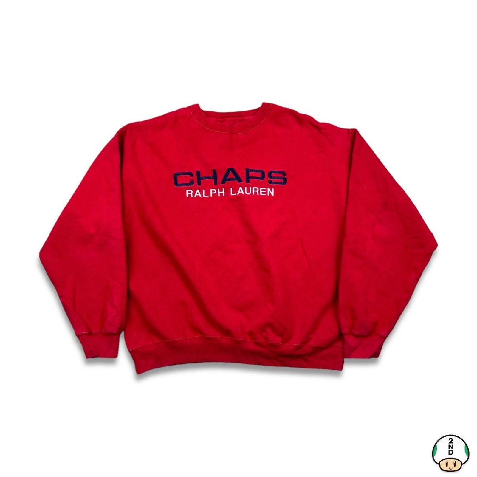 Polo Ralph Lauren × Vintage Vintage Chaps Ralph Lauren Sweatshirt Spell Out 90s Pullover Size US L / EU 52-54 / 3 - 1 Thumbnail
