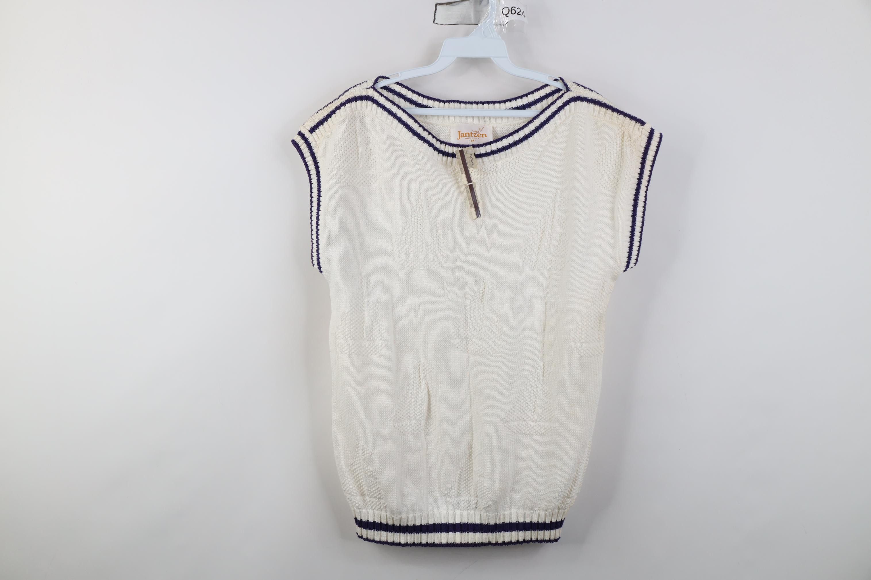 Vintage Deadstock Vintage 70s Streetwear Knit Sweater White USA Size M / US 6-8 / IT 42-44 - 1 Thumbnail