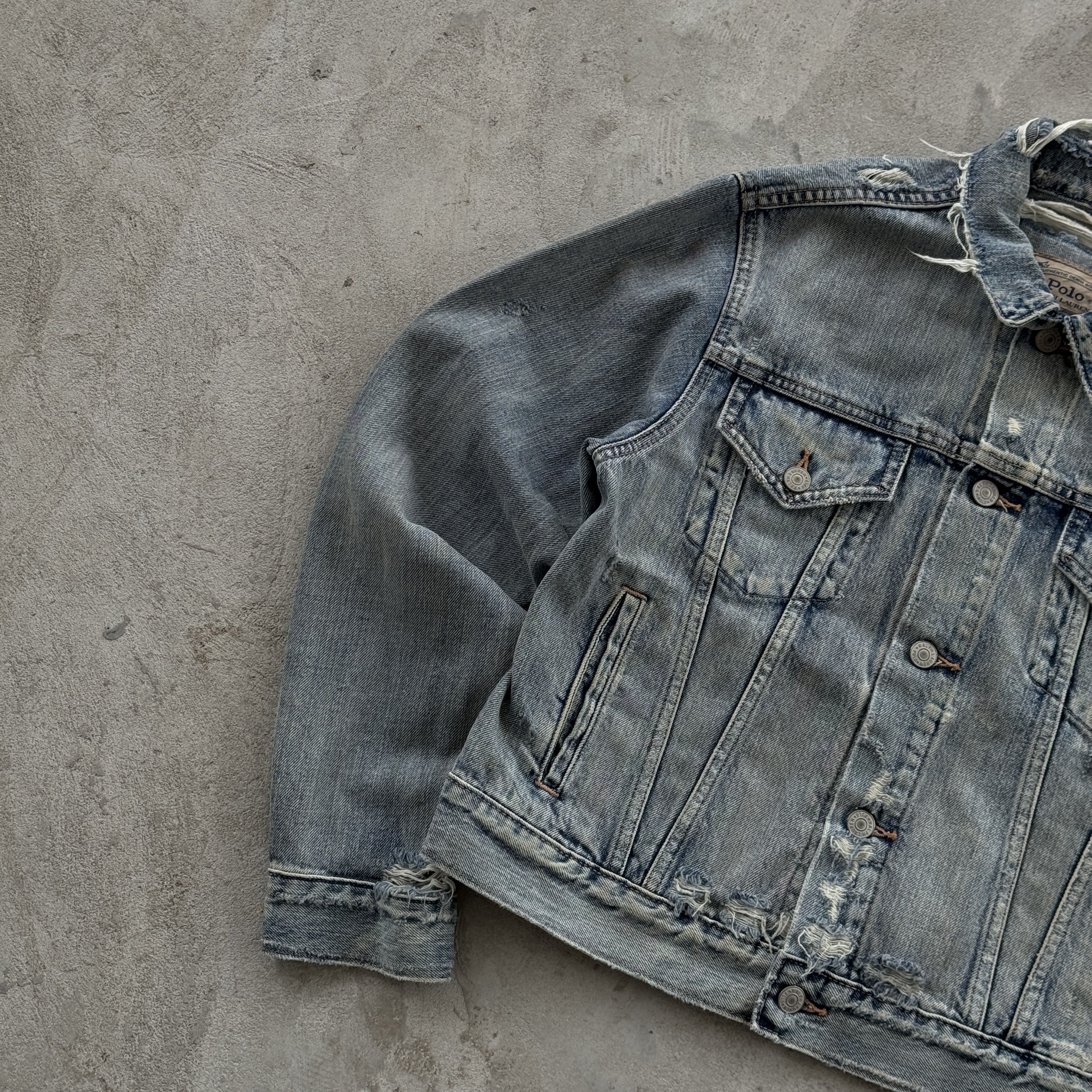 Polo Ralph Lauren Vintage Polo Ralph Lauren Distressed Denim Tracker Jacket Size M / US 6-8 / IT 42-44 - 4 Thumbnail