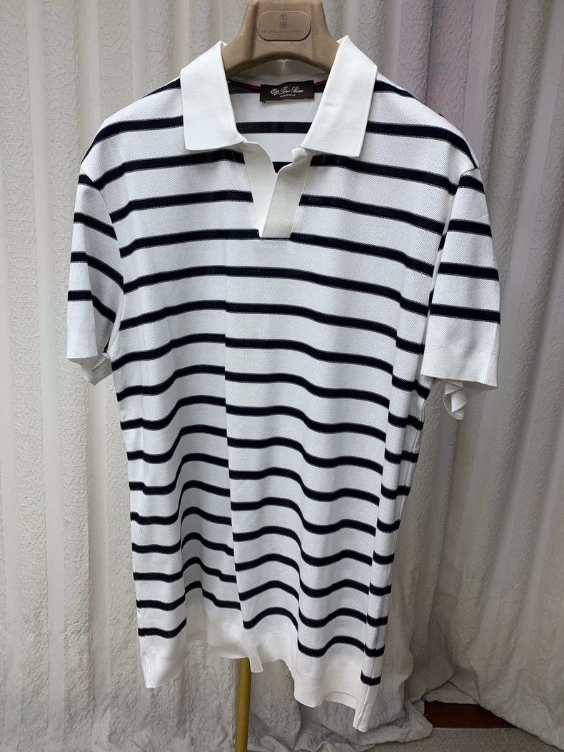 Loro Piana LORO PIANA size52 White black fine striped sea soul beads f Size US XL / EU 56 / 4 - 9 Thumbnail