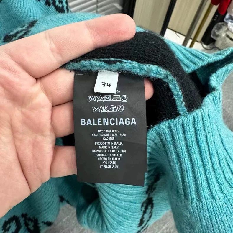 Balenciaga Balenciaga size 34 Lake Green Full Print Sweater 2503-Next Size US M / EU 48-50 / 2 - 4 Thumbnail