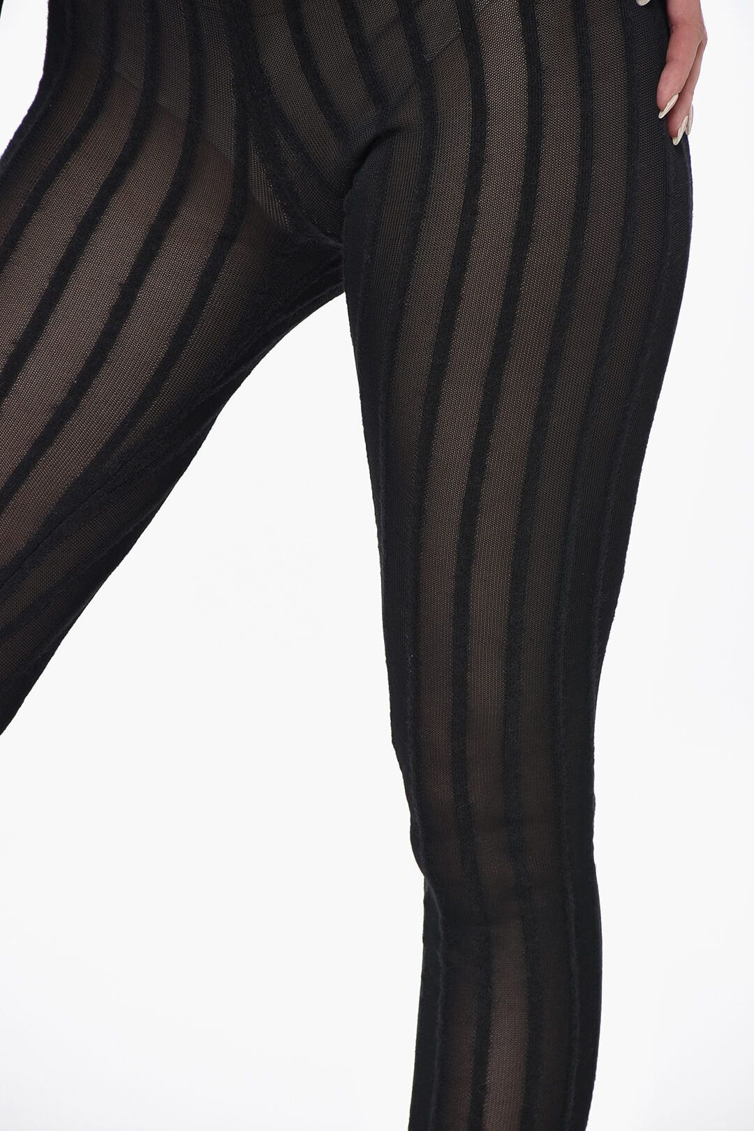 The Attico og1mm0426 See-Through Knit Leggings in Black Size 25" / US 0 / IT 36 - 3 Thumbnail